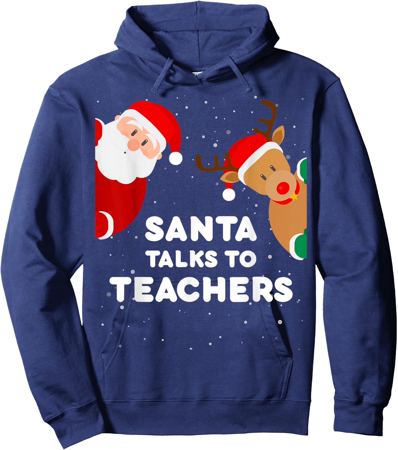 Santa Talks to Teachers Christmas Women Teacher Xmas Hoodie - Hoodie | Navy