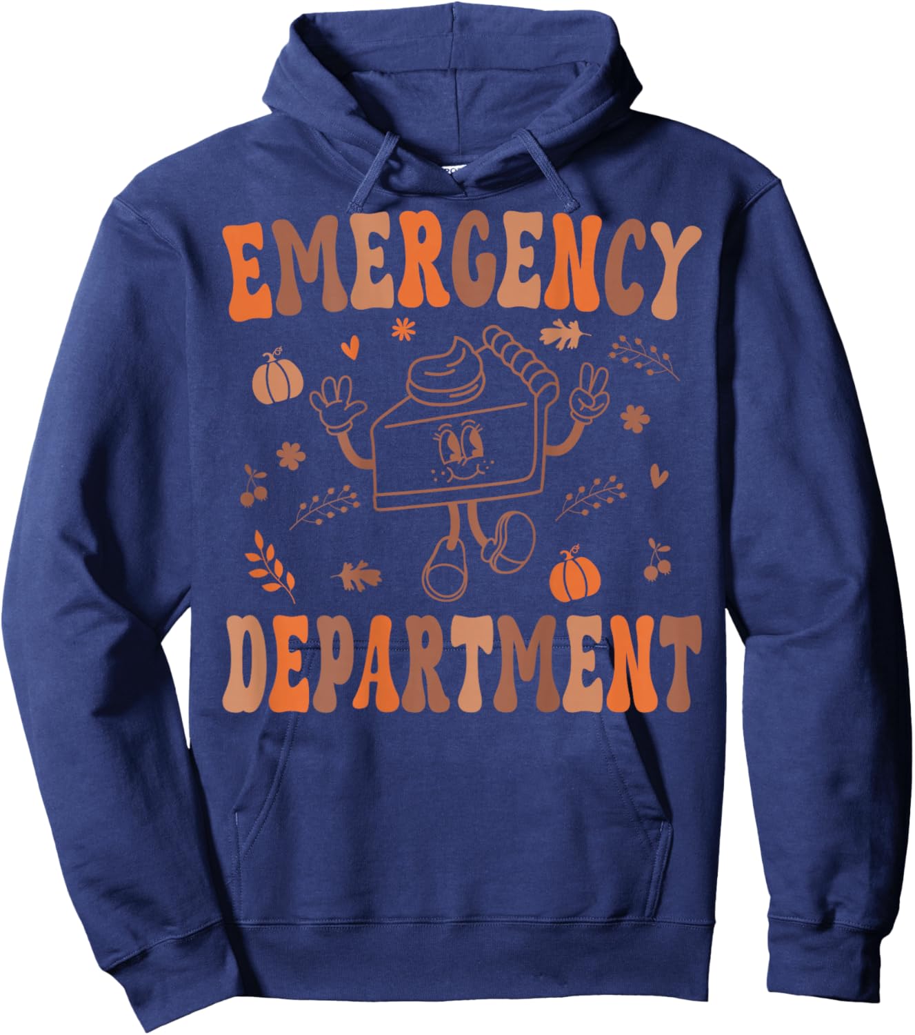 Emergency Department Thanksgiving ER Nurse ED Nurse On Back Hoodie - Hoodie | Navy