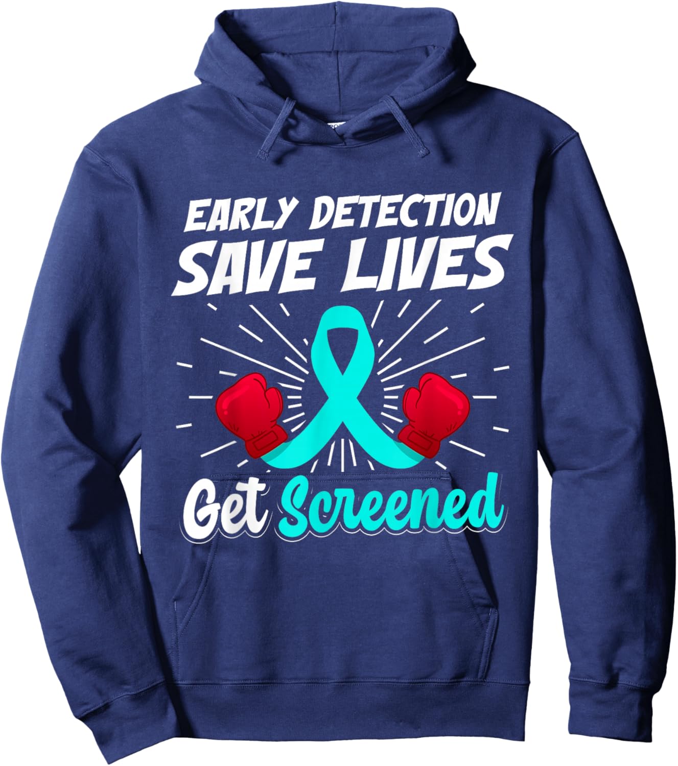 Teal Ribbon Cervical Cancer Awareness Month Survivor Hoodie - Hoodie | Navy