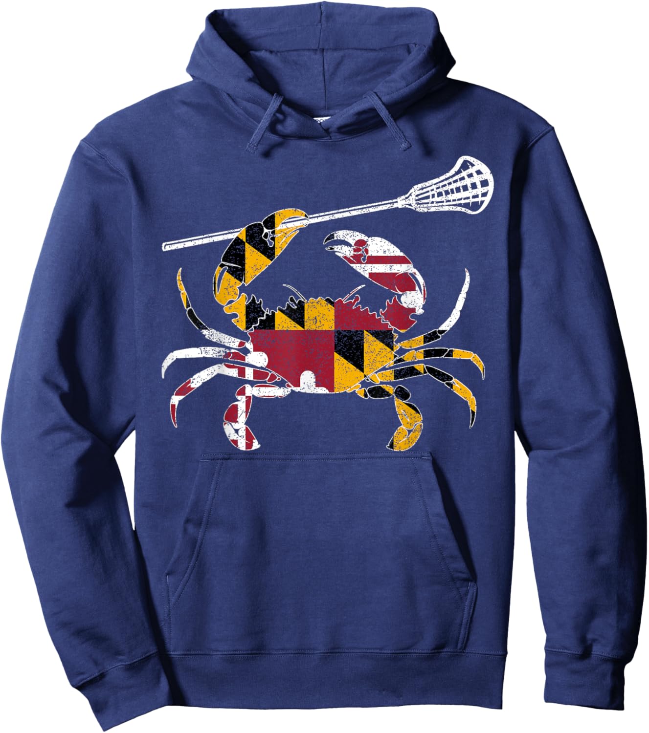 Maryland Blue Crab Lacrosse Lover Flag of Maryland Hoodie - Hoodie | Navy