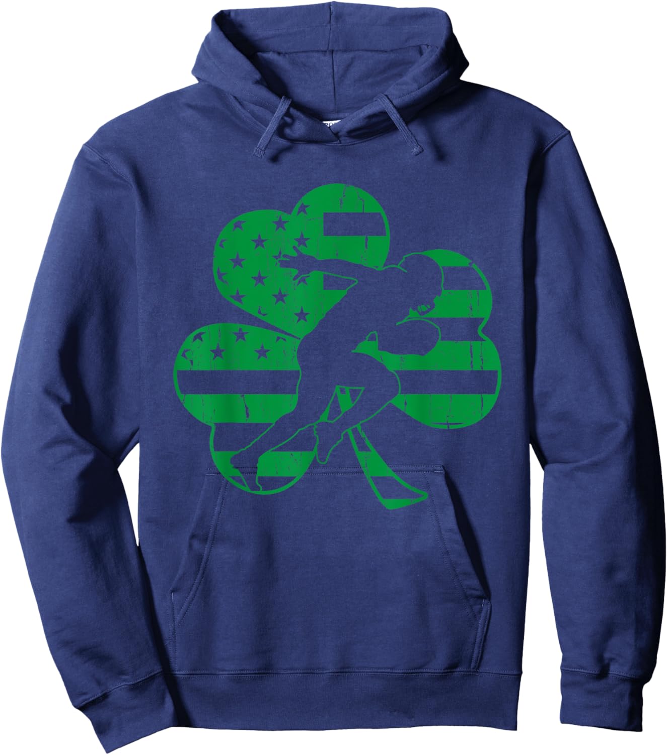 Football St.Patrick's Day Gift Shamrock USA Flag Hoodie - Hoodie | Navy