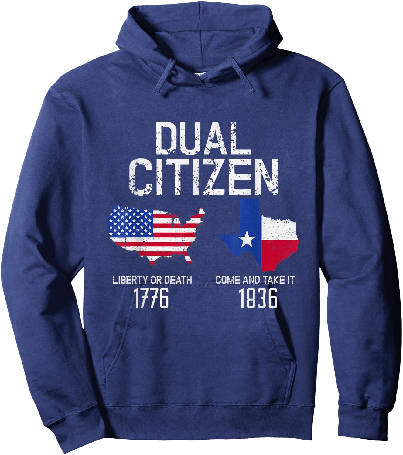 Dual Citizen Texas Pride Born and Raise USA TX Map Flag Hoodie - Hoodie | Navy