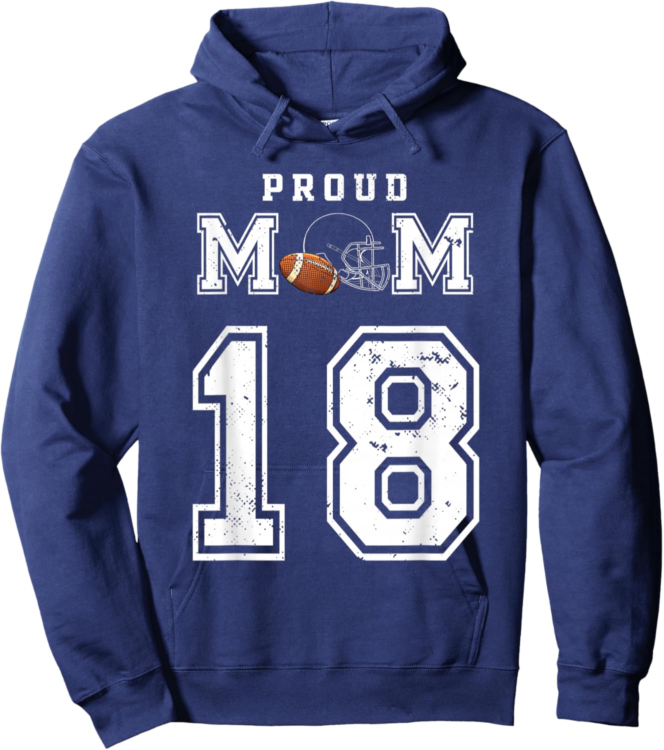 Custom Proud Football Mom Number 18 Personalized Hoodie - Hoodie | Navy