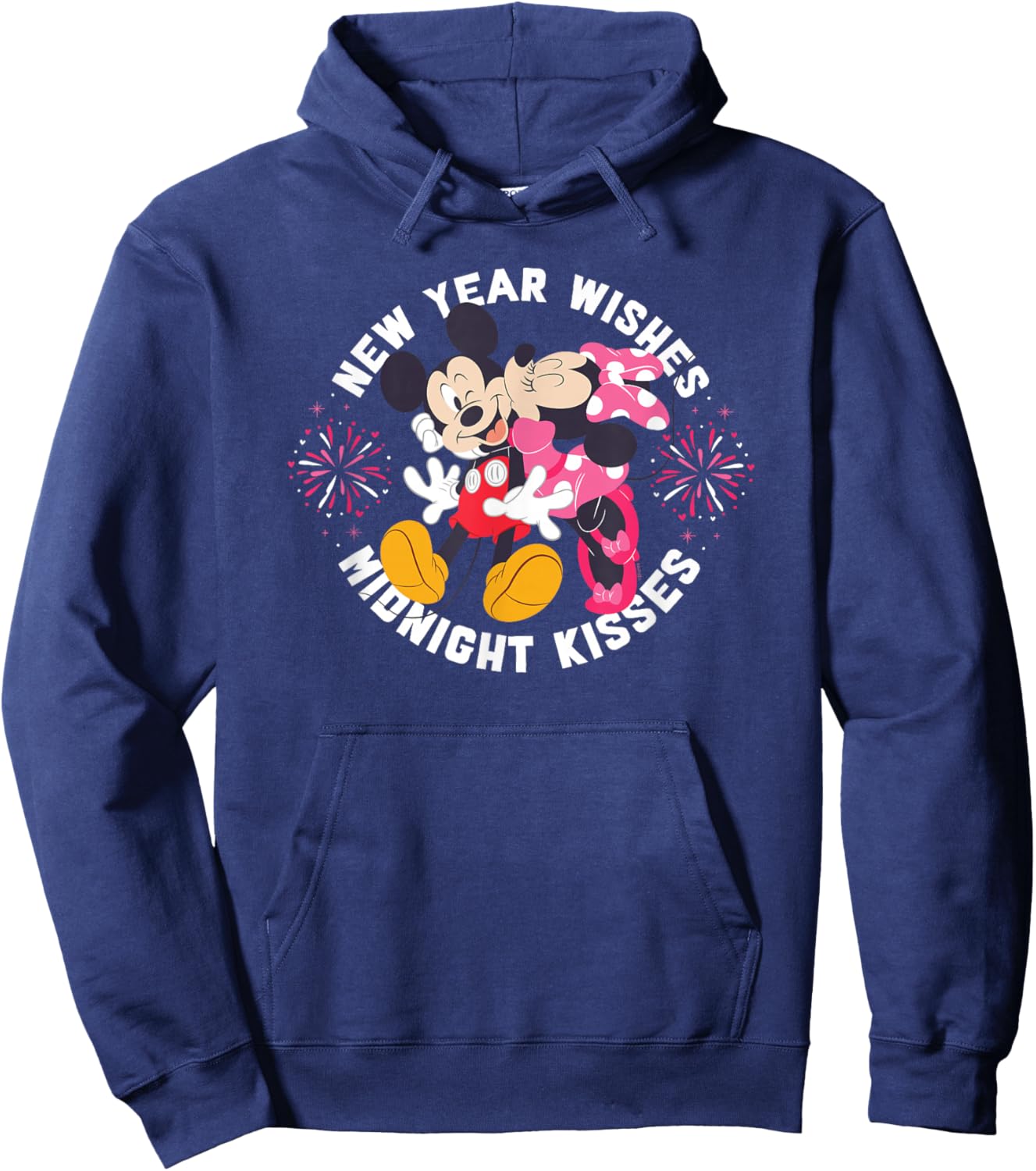 Disney Mickey & Minnie Mouse New Year Wishes Midnight Kisses Hoodie - Hoodie | Navy