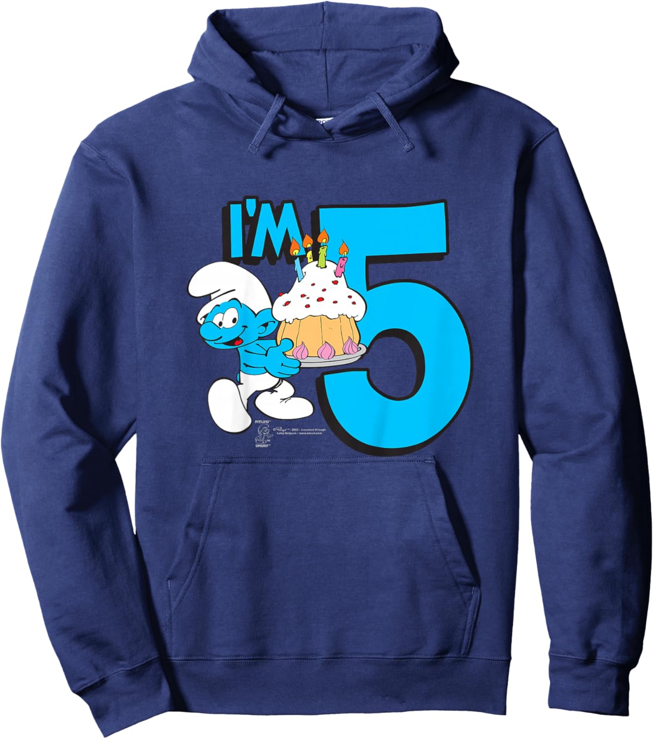 Kids The Smurfs Birthday I'm 5 Hoodie - Hoodie | Navy