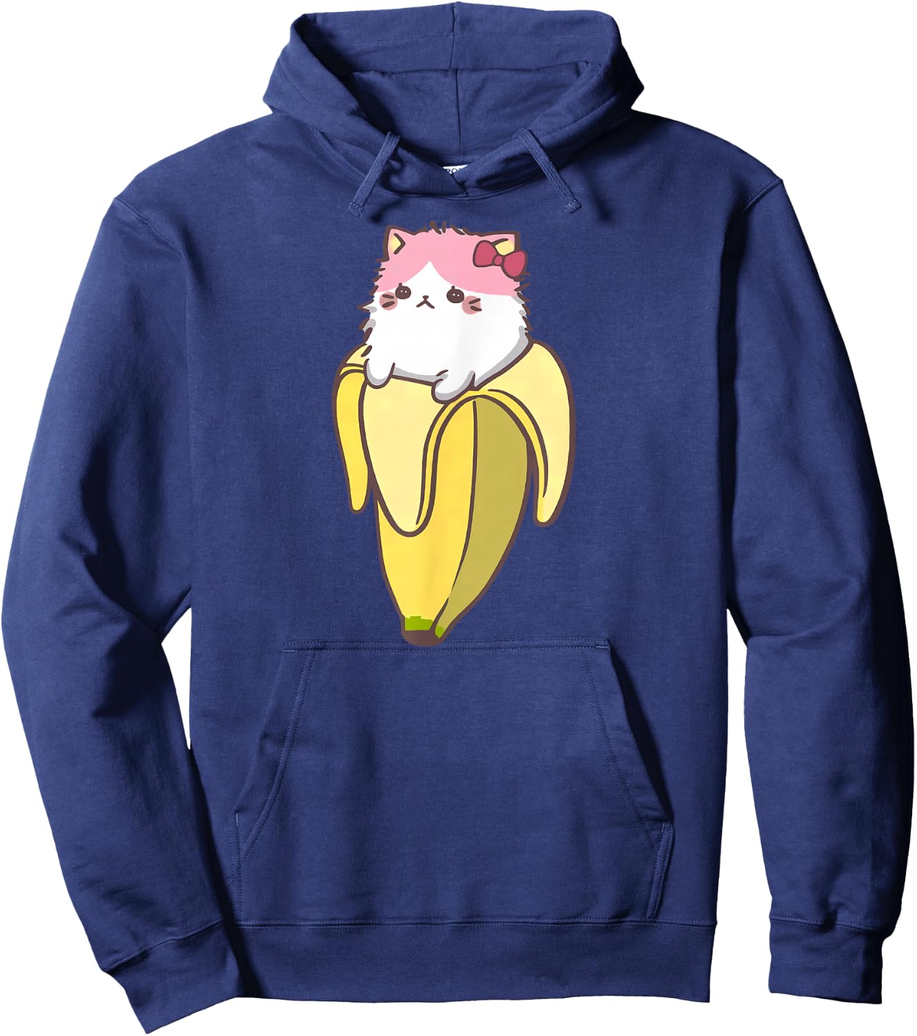 Banana Cat Funny Kawaii Bananya Gift Bday Hoodie - Hoodie | Navy