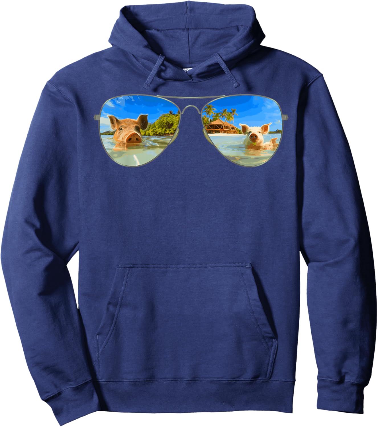The Bahamas Pigs Swimming Sunglasses Caribbean Beach Summer Hoodie - Hoodie | Navy