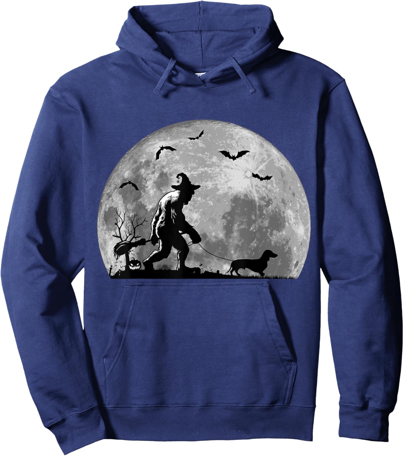 Bigfoot Walking Dachshund Dog Sasquatch Halloween Men Women Kids Hoodie - Hoodie | Navy