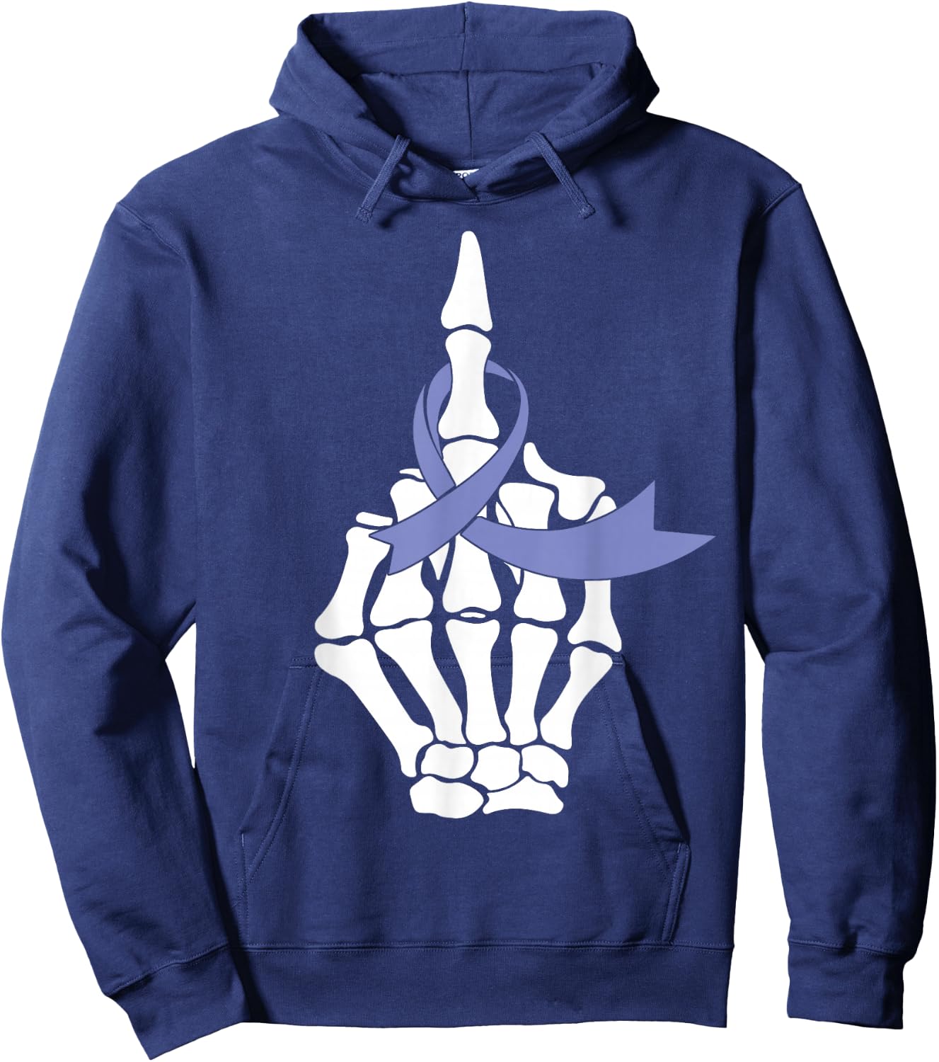 Fuck Esophageal Cancer Middle Finger Periwinkle Ribbon Hoodie - Hoodie | Navy