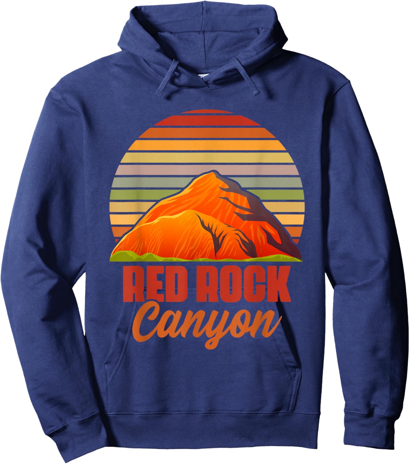 Retro Red Rock Canyon Nevada Souvenir Graphic Themed Print Hoodie - Hoodie | Navy