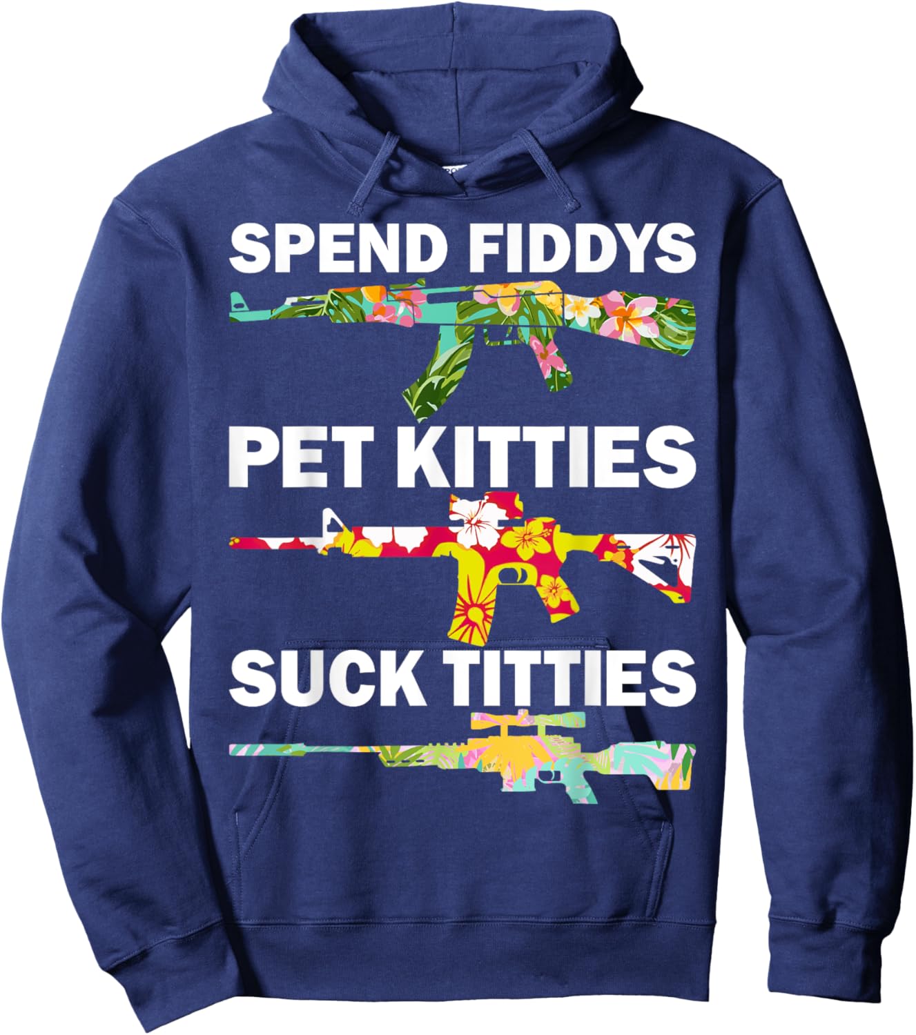 Spend Fiddies Pet Kitties Tropical Gun Lover Beach Hawaiian Women Hoodie - Hoodie | Navy