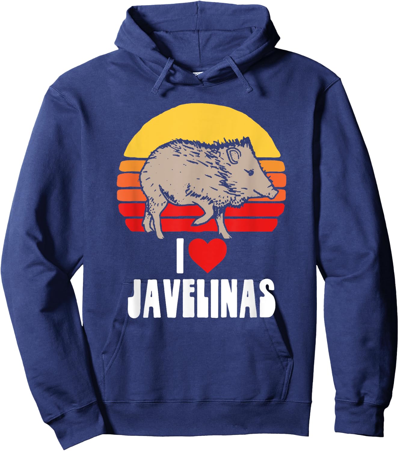 I Love Javelinas Vintage Retro 80s Sunset Cute Heart Arizona Hoodie - Hoodie | Navy