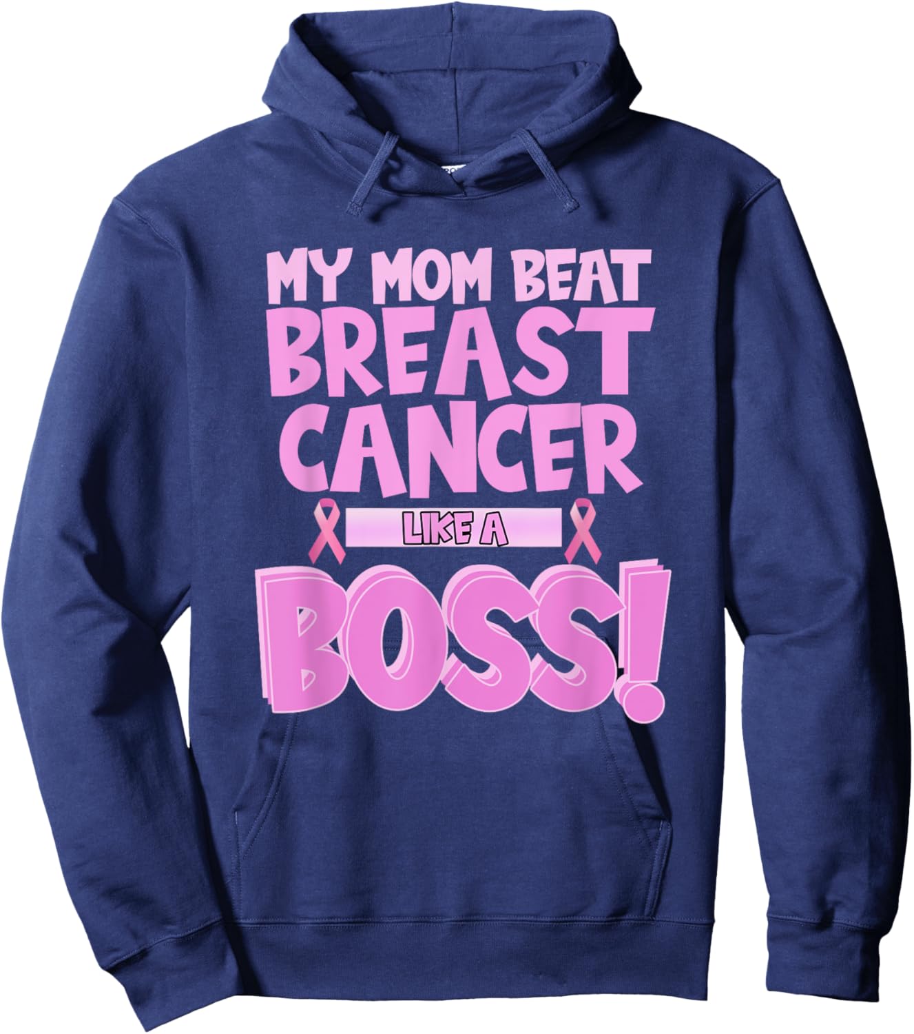 My Mom Beat Breast Cancer - Survivor Awareness Hoodie - Hoodie | Navy