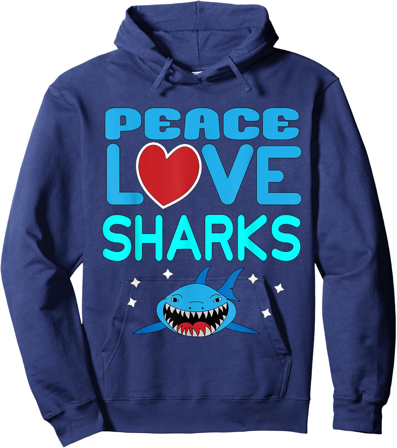 Peace Love Sharks Sea Creatures Dangerous Hammerhead Shark Hoodie - Hoodie | Navy