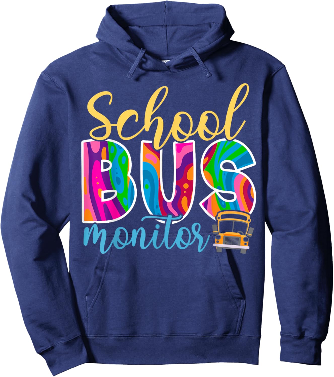 Cute School Bus Monitor Hoodie - Hoodie | Navy