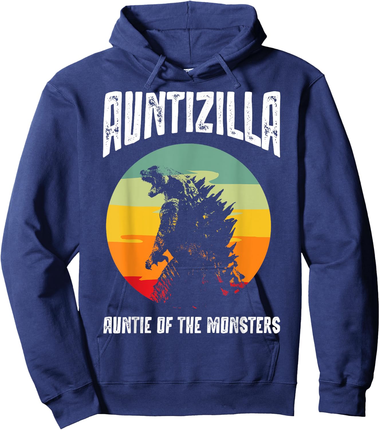 Auntzilla Aunt Of The Monsters Retro Vintage Sunset Hoodie - Hoodie | Navy