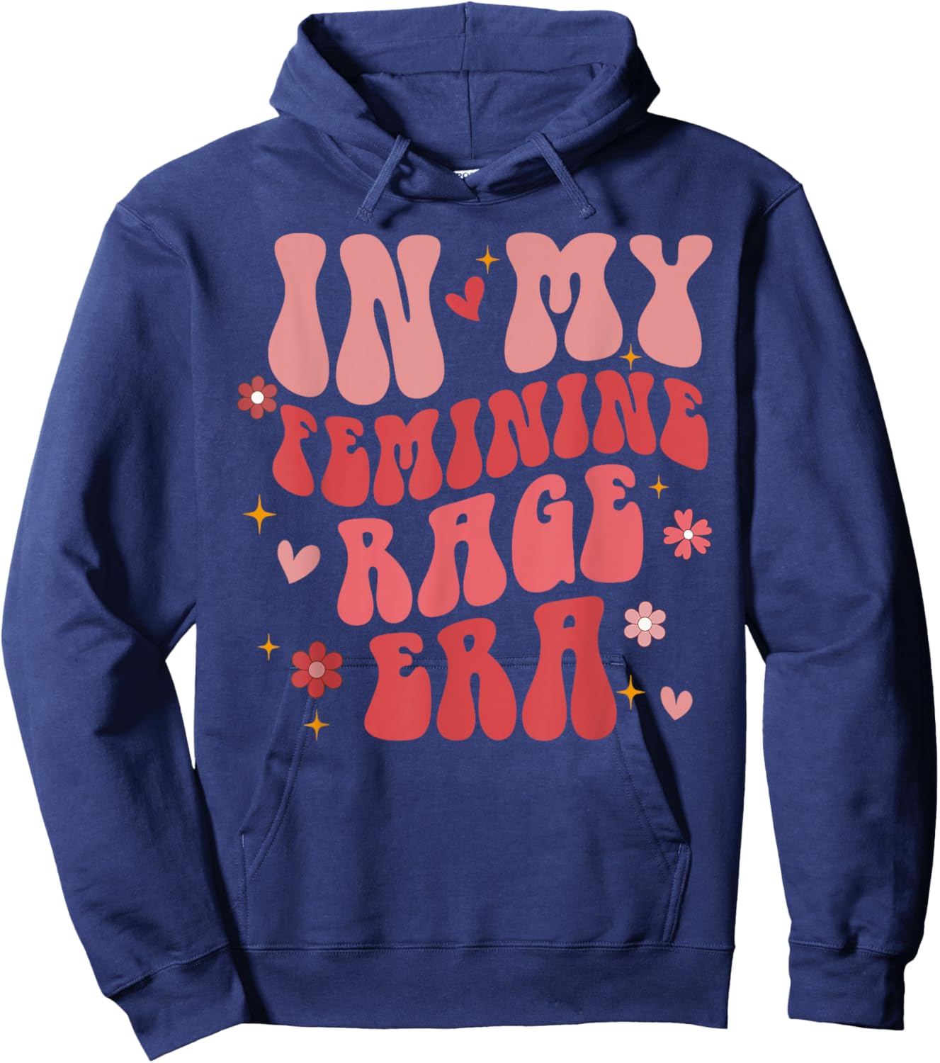In My Female Rage Era Retro Groovy Hoodie - Hoodie | Navy