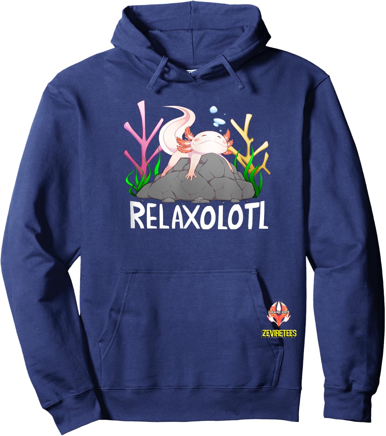Relaxolotl a cute relaxing axolotl on a rock Hoodie - Hoodie | Navy