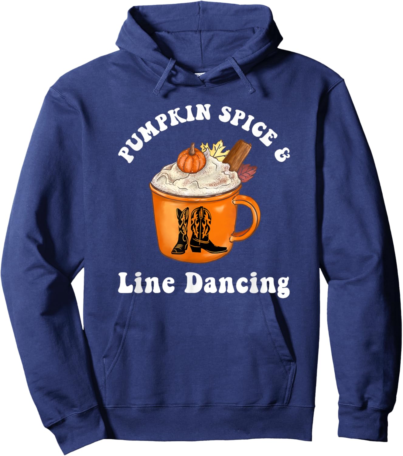 Pumpkin Spice and Line Dancing Cute Autumn Country Music Hoodie - Hoodie | Navy