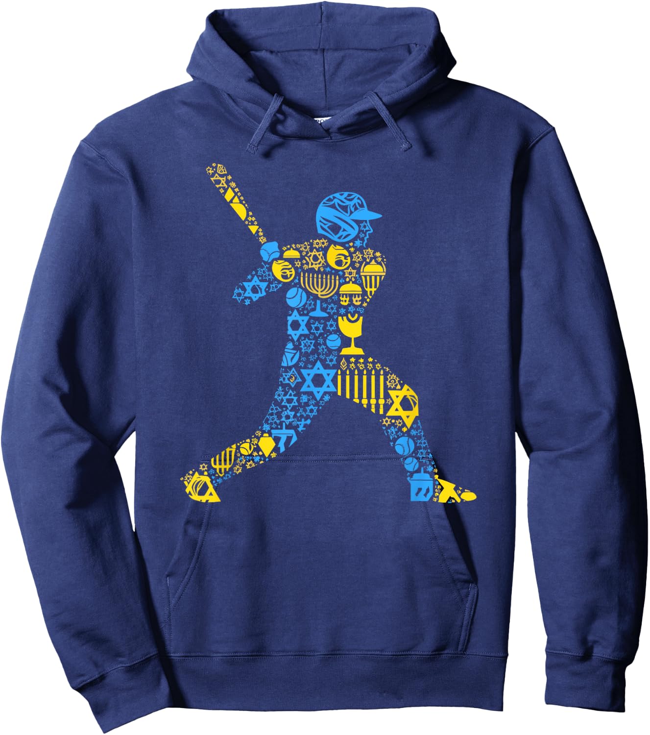 Baseball Menorah Dreidel Jewish Hanukkah Kids Hoodie - Hoodie | Navy