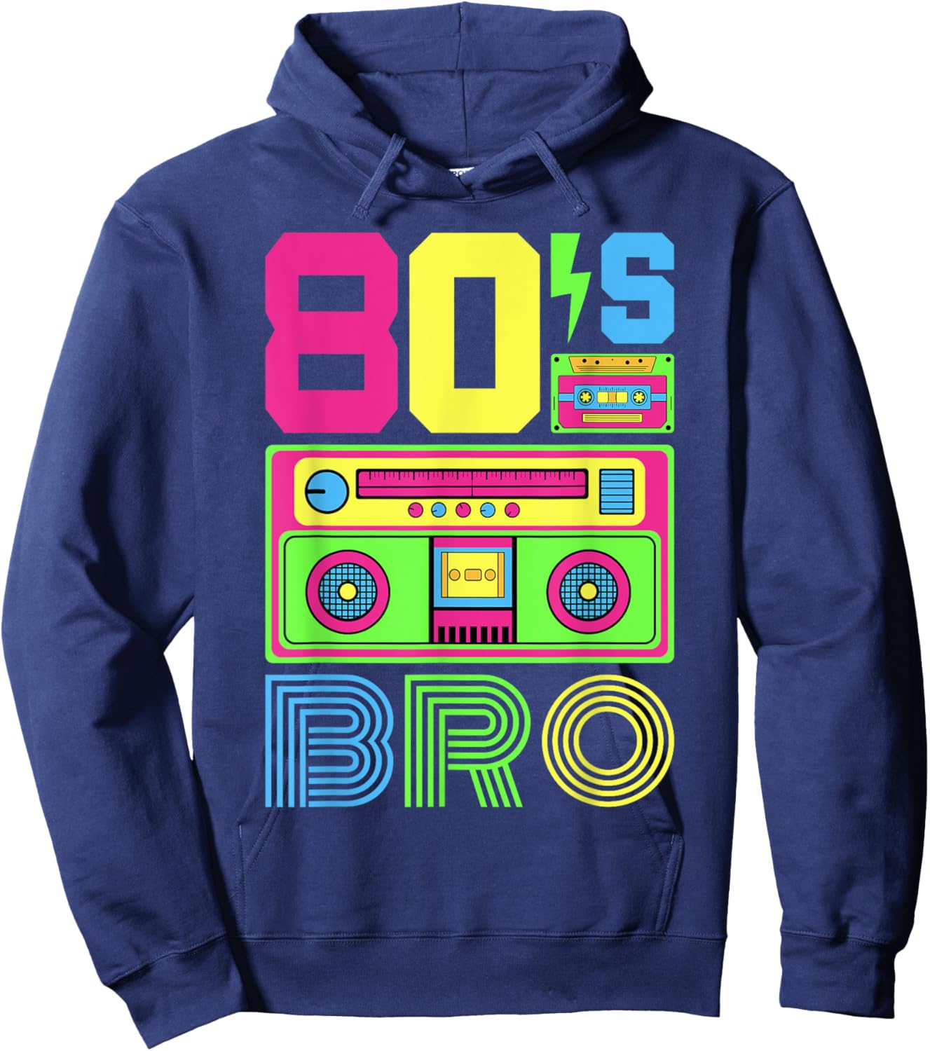 80s Bro 1980s Fashion 80 Theme Party Outfit Eighties Costume Hoodie - Hoodie | Navy