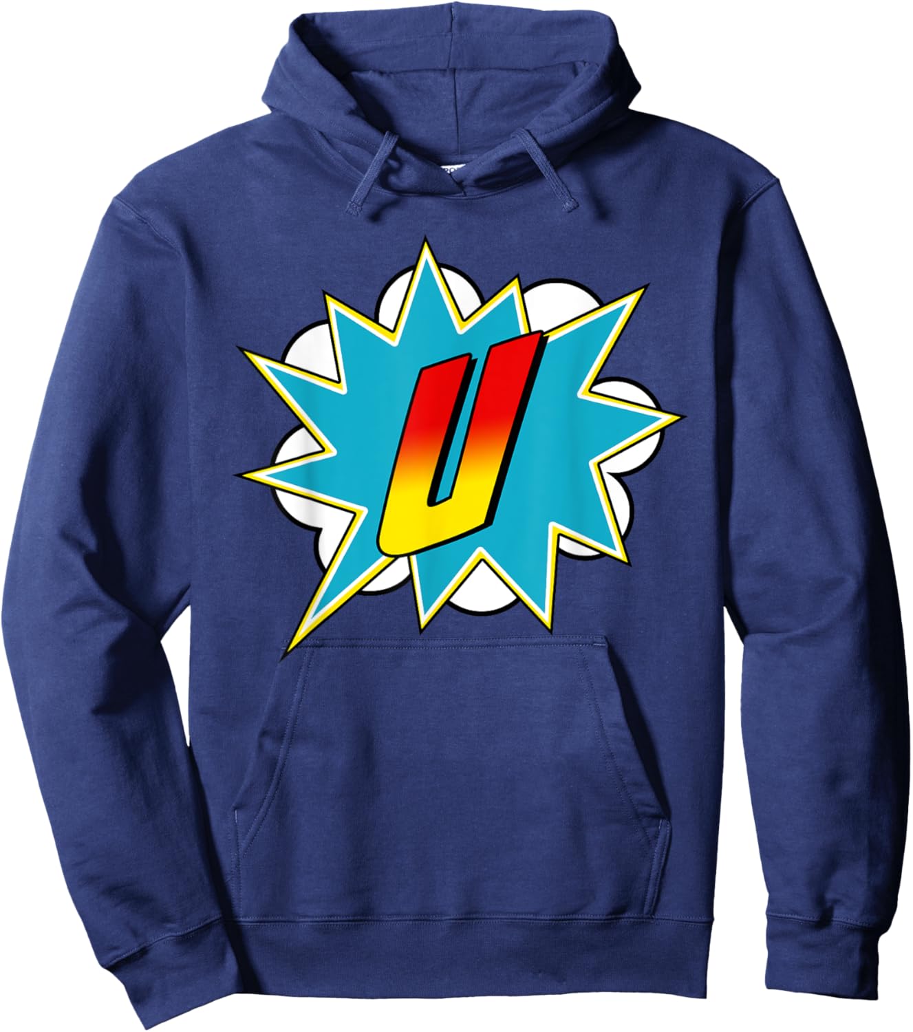 Letter U Superhero Name Comic Letter Retro Costume Hoodie - Hoodie | Navy