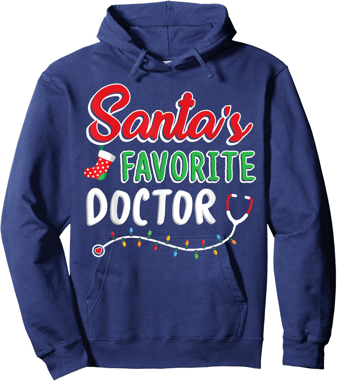 Santa's Favorite Doctor T Shirt Merry Xmas Claus Party Cute Hoodie - Hoodie | Navy