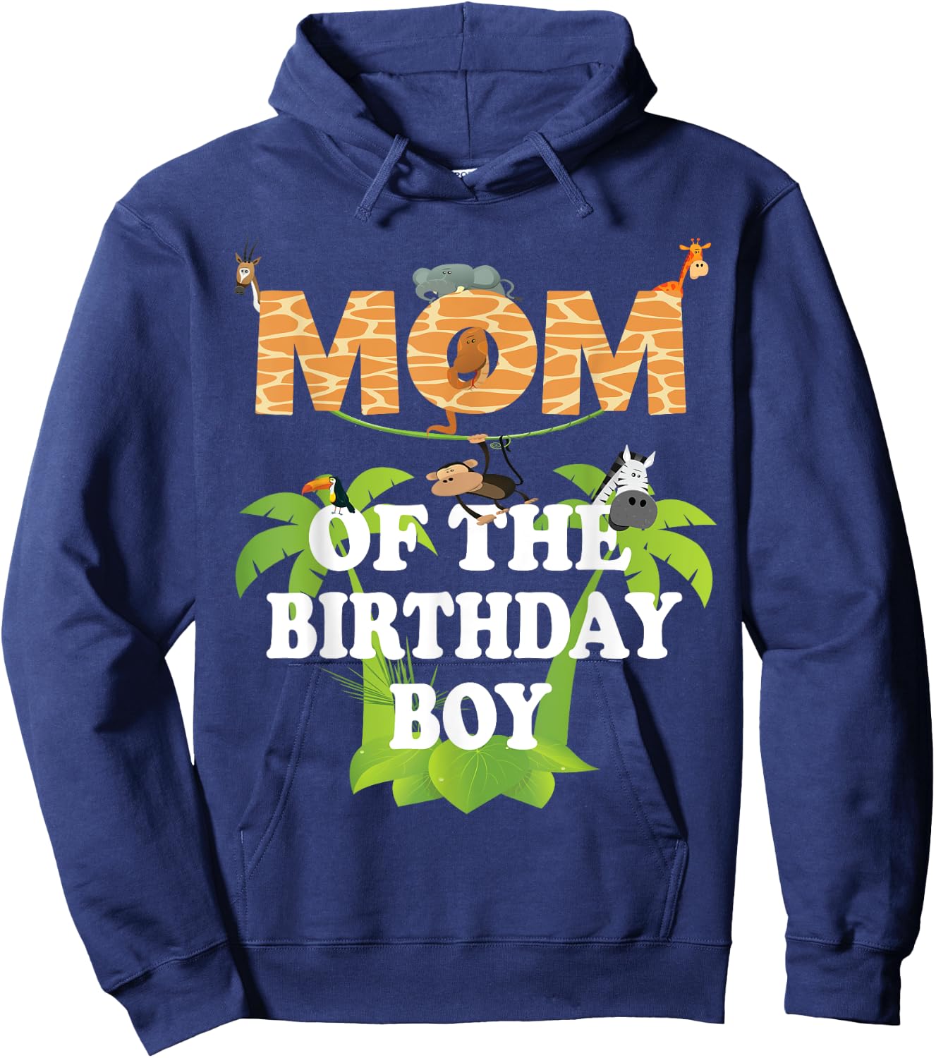 Mom Of The Birthday Boy Zoo Theme Animal Party Hoodie - Hoodie | Navy