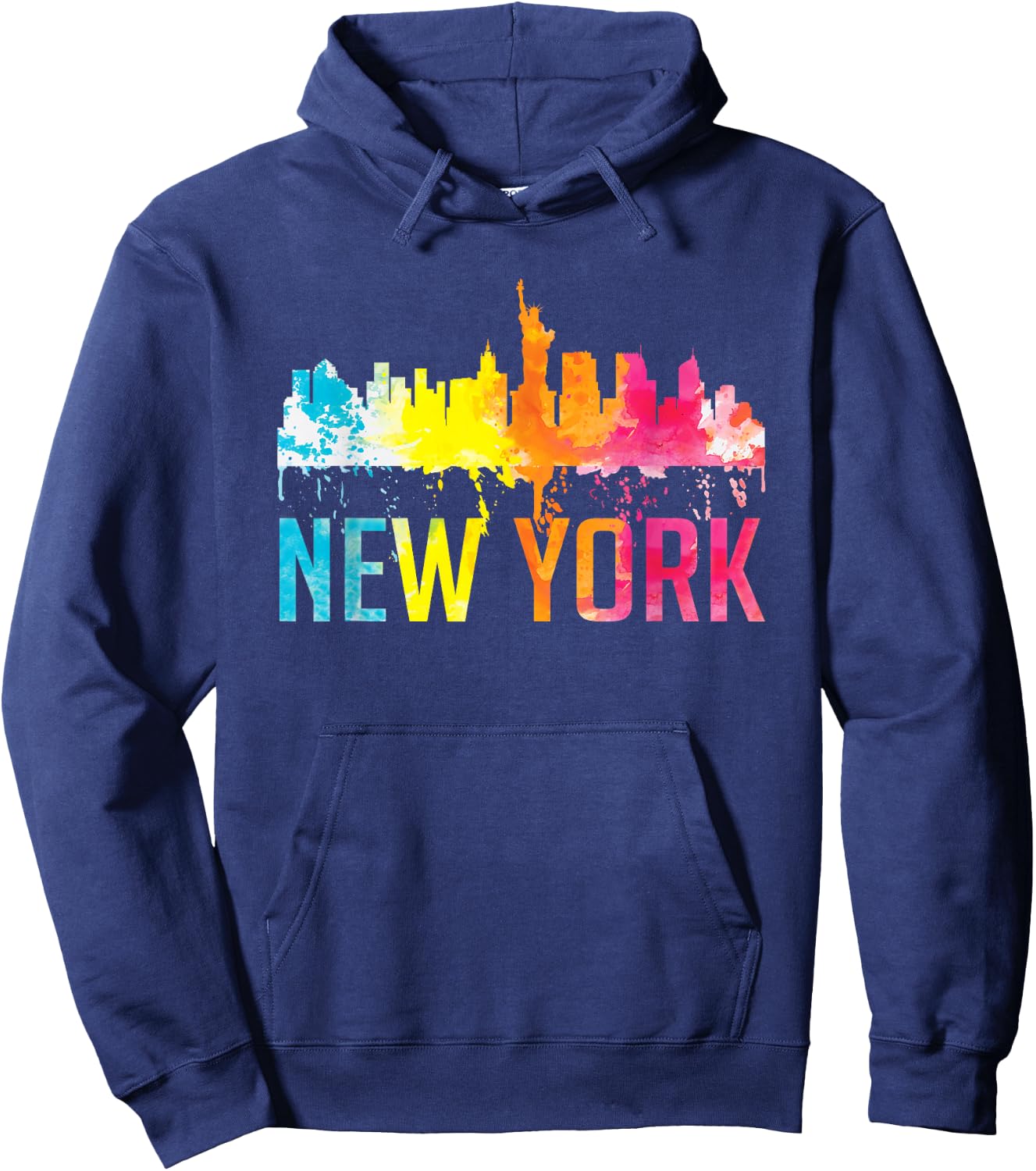 New York City NYC Watercolour Art Big Apple Skyline Souvenir Hoodie - Hoodie | Navy