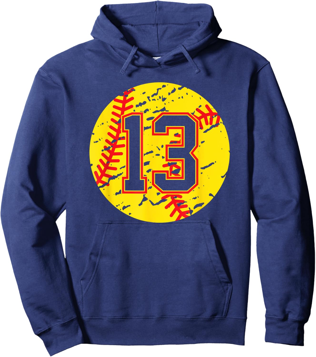 Softball Number 13 Mom Show Support Favorite Player Hoodie - Hoodie | Navy