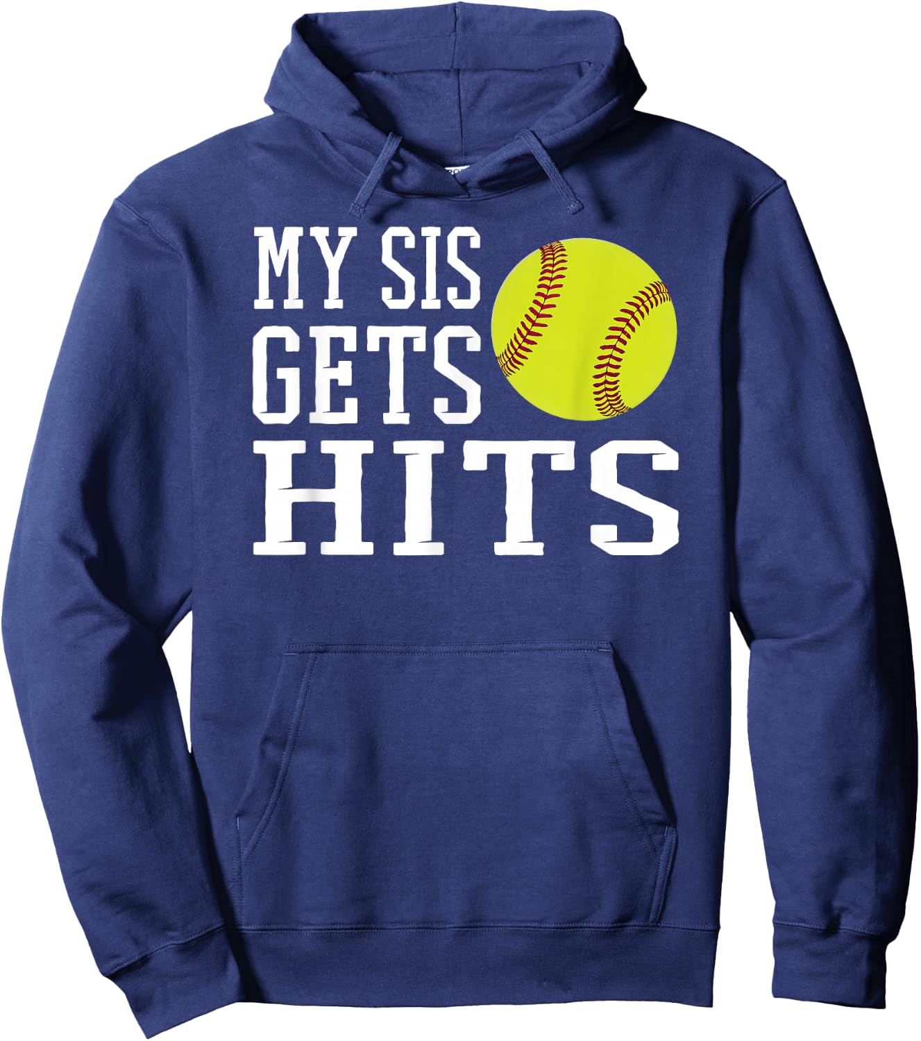 Funny Softball My Sis Gets Hits Brother & Sister Softball Hoodie - Hoodie | Navy