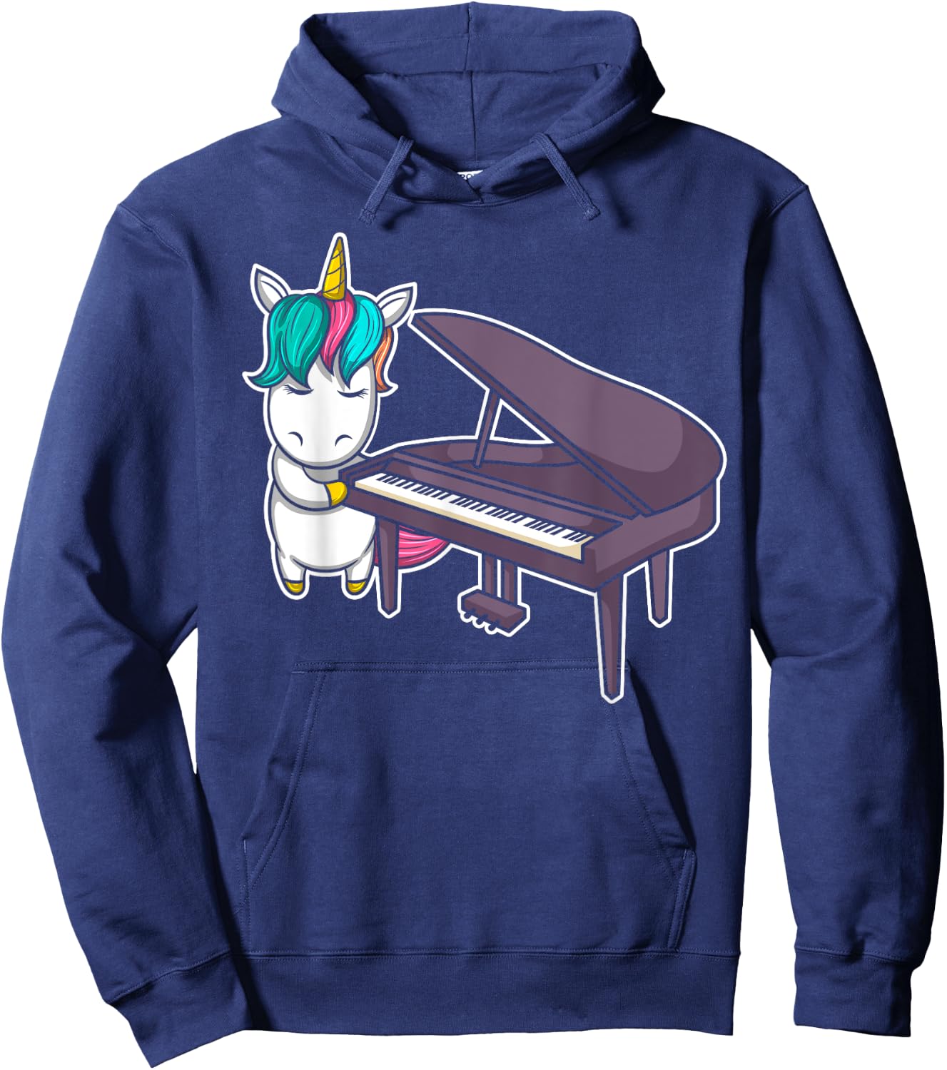 Cute Grand Piano Player Pianist Musician I Unicorn Hoodie - Hoodie | Navy