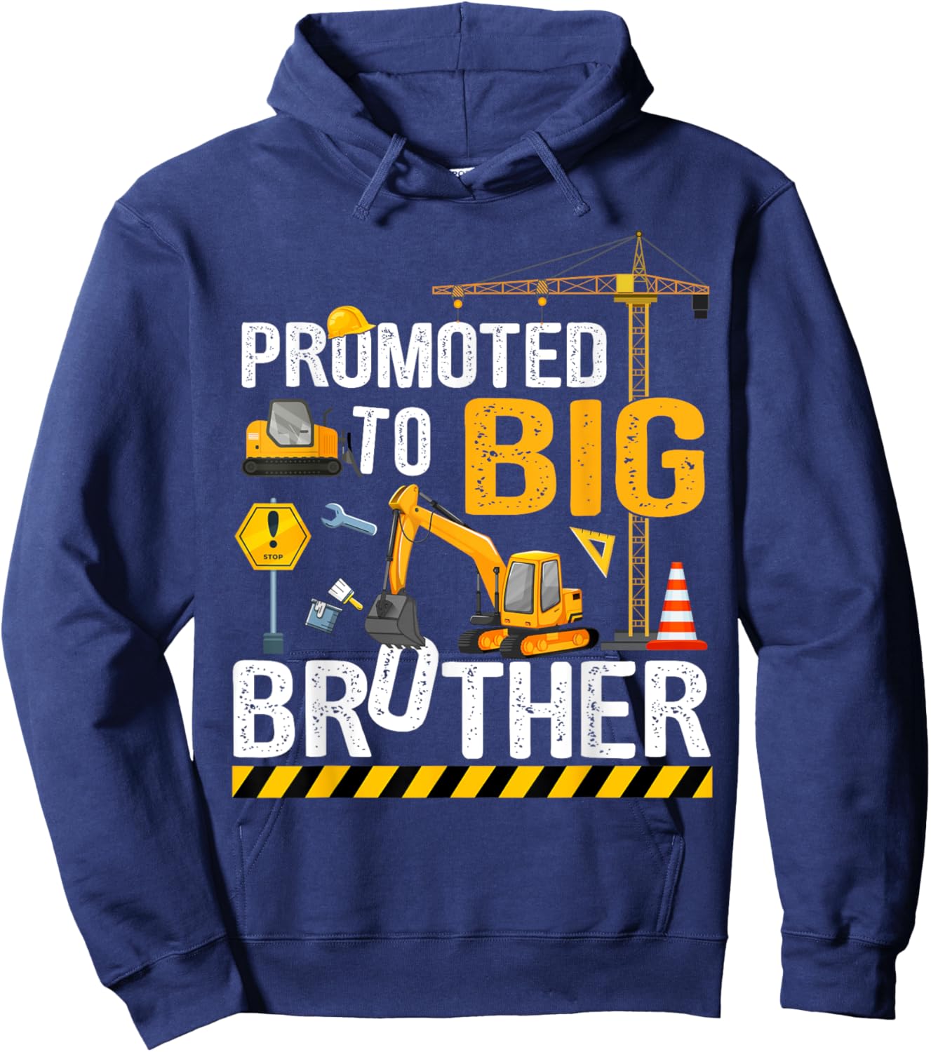 Promoted To Big Brother Construction Truck Excavator Graphic Hoodie - Hoodie | Navy