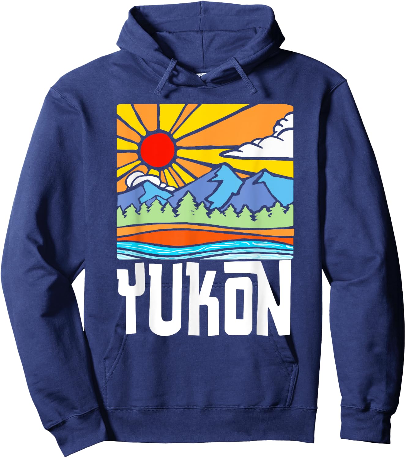 Yukon Canada Artistic Nature & Mountains Vintage Graphic Hoodie - Hoodie | Navy