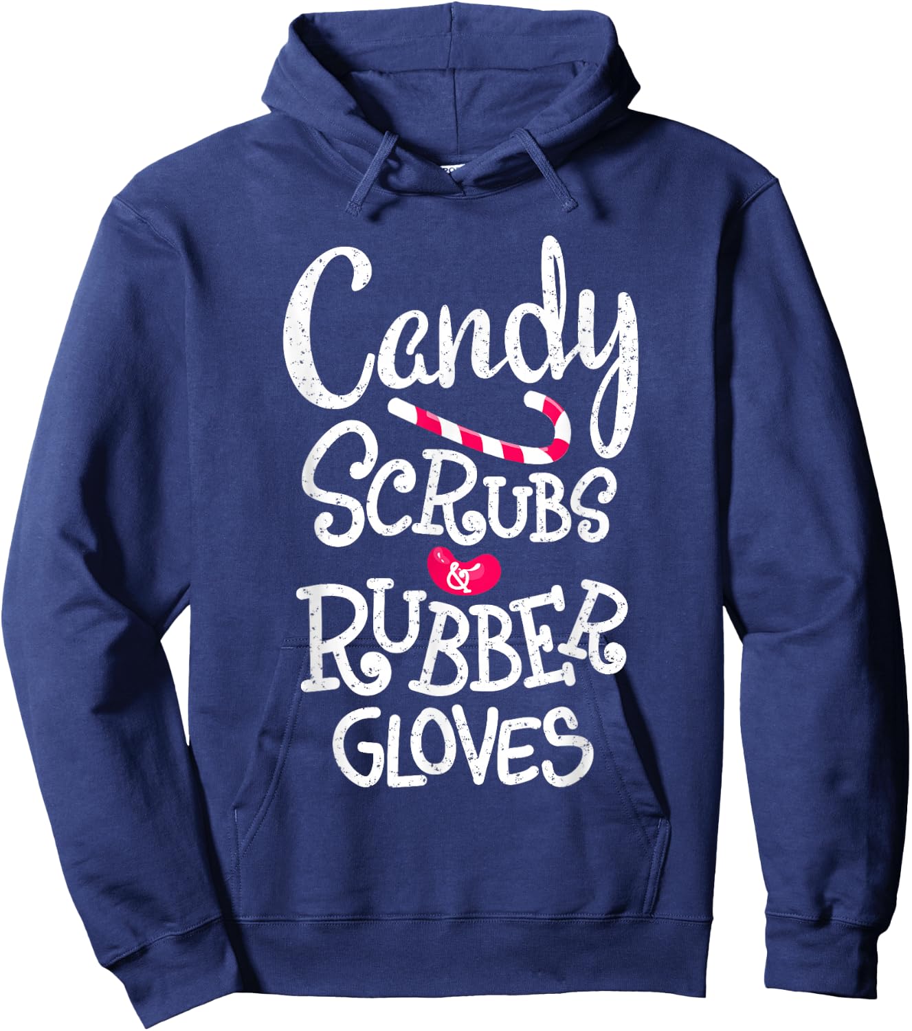 Candy Scrubs and Rubber Gloves Candy cane Nurse Shirt Hoodie - Hoodie | Navy