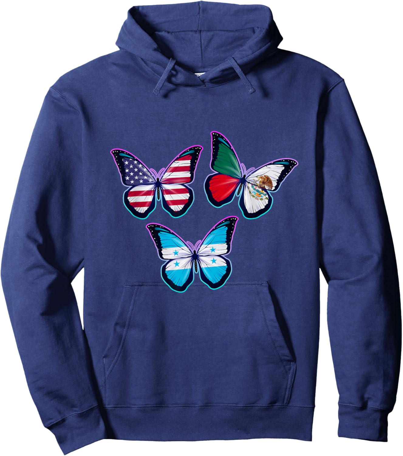 Multiculti Heritage. Mexico, Honduras and the USA Hoodie - Hoodie | Navy