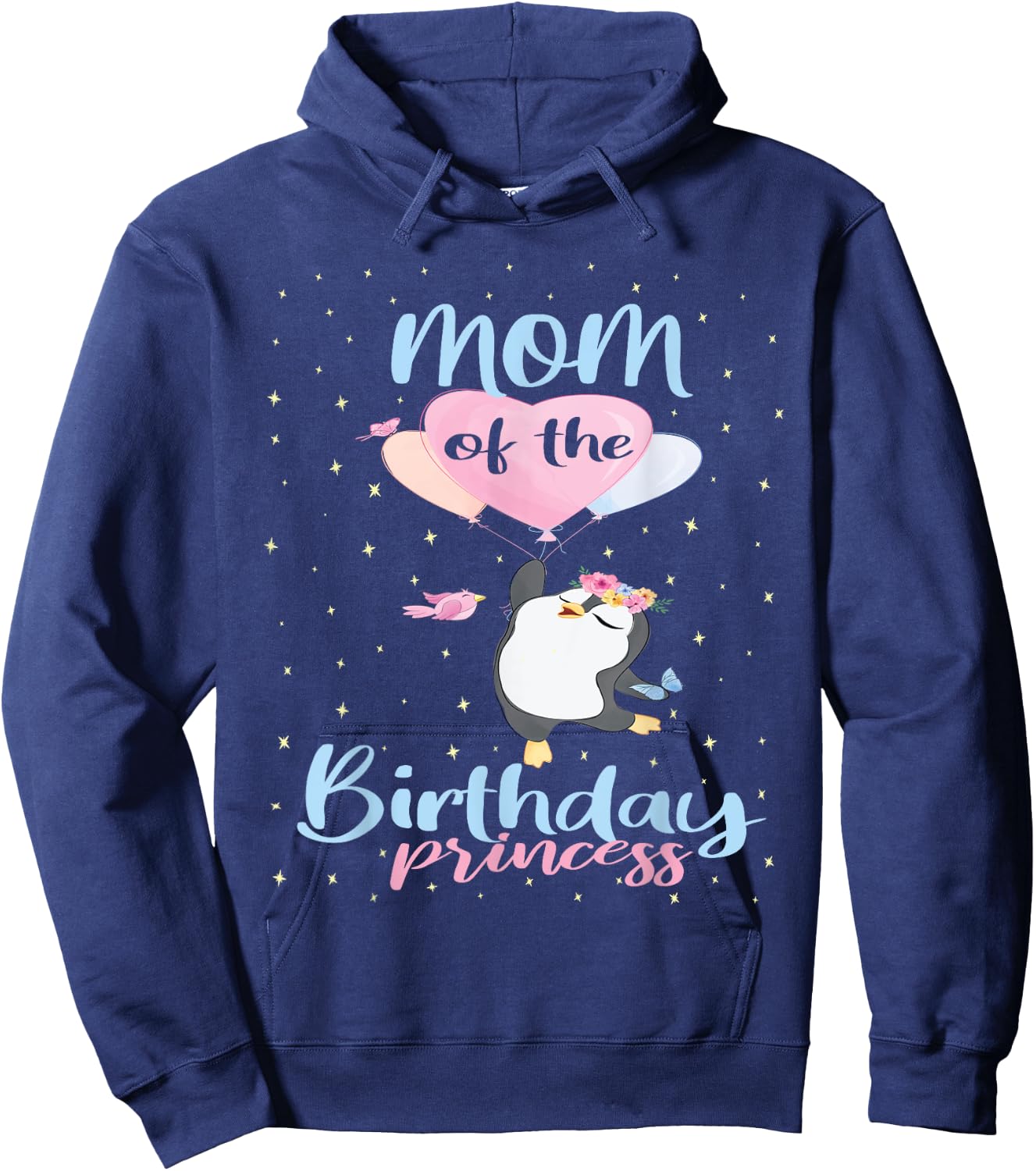 Mom Of The Birthday Princess Penguin Girls B-day Party Hoodie - Hoodie | Navy