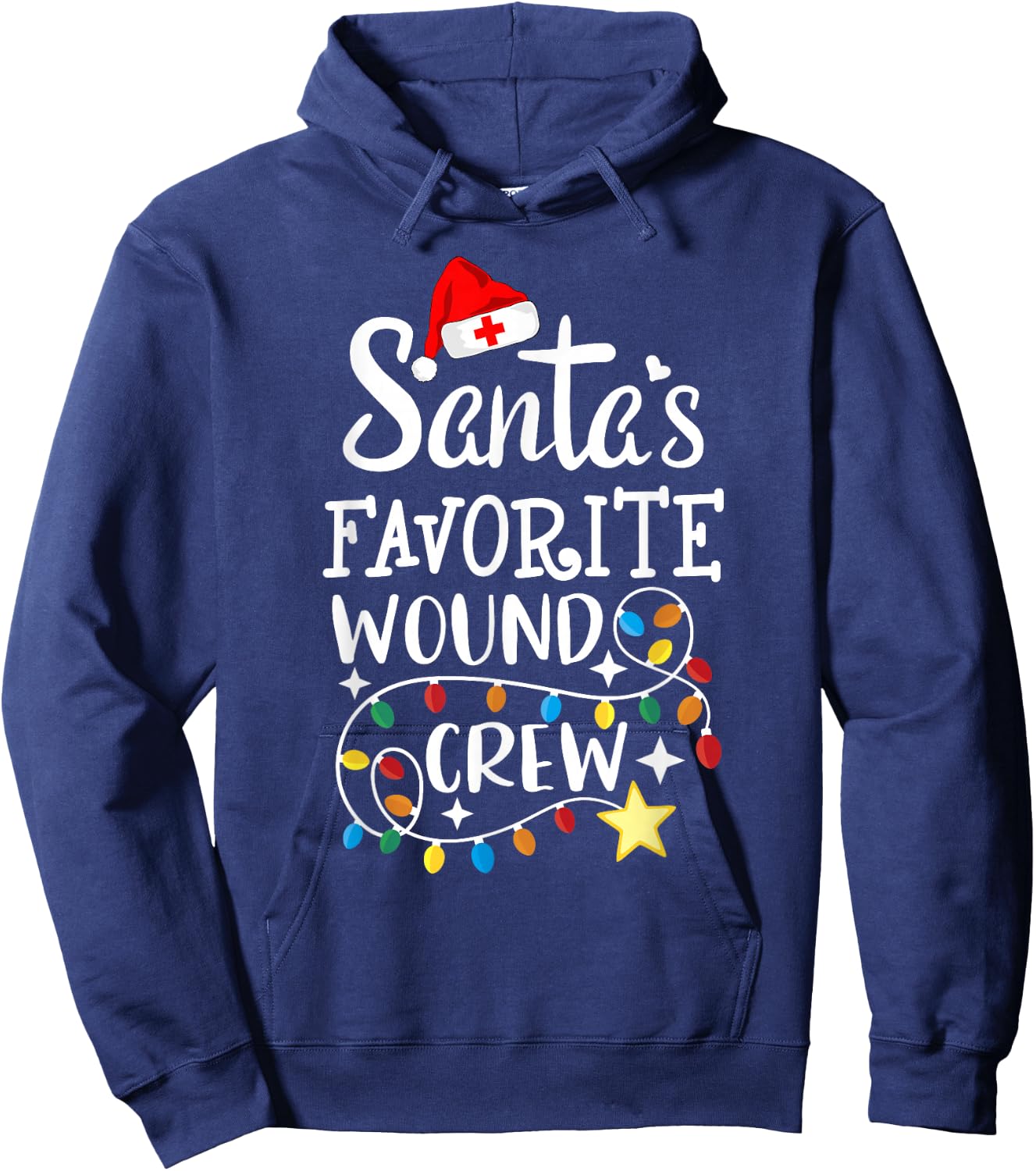 Santa's Favorite Wound Crew Christmas Wound Care Nurse Crew Hoodie - Hoodie | Navy