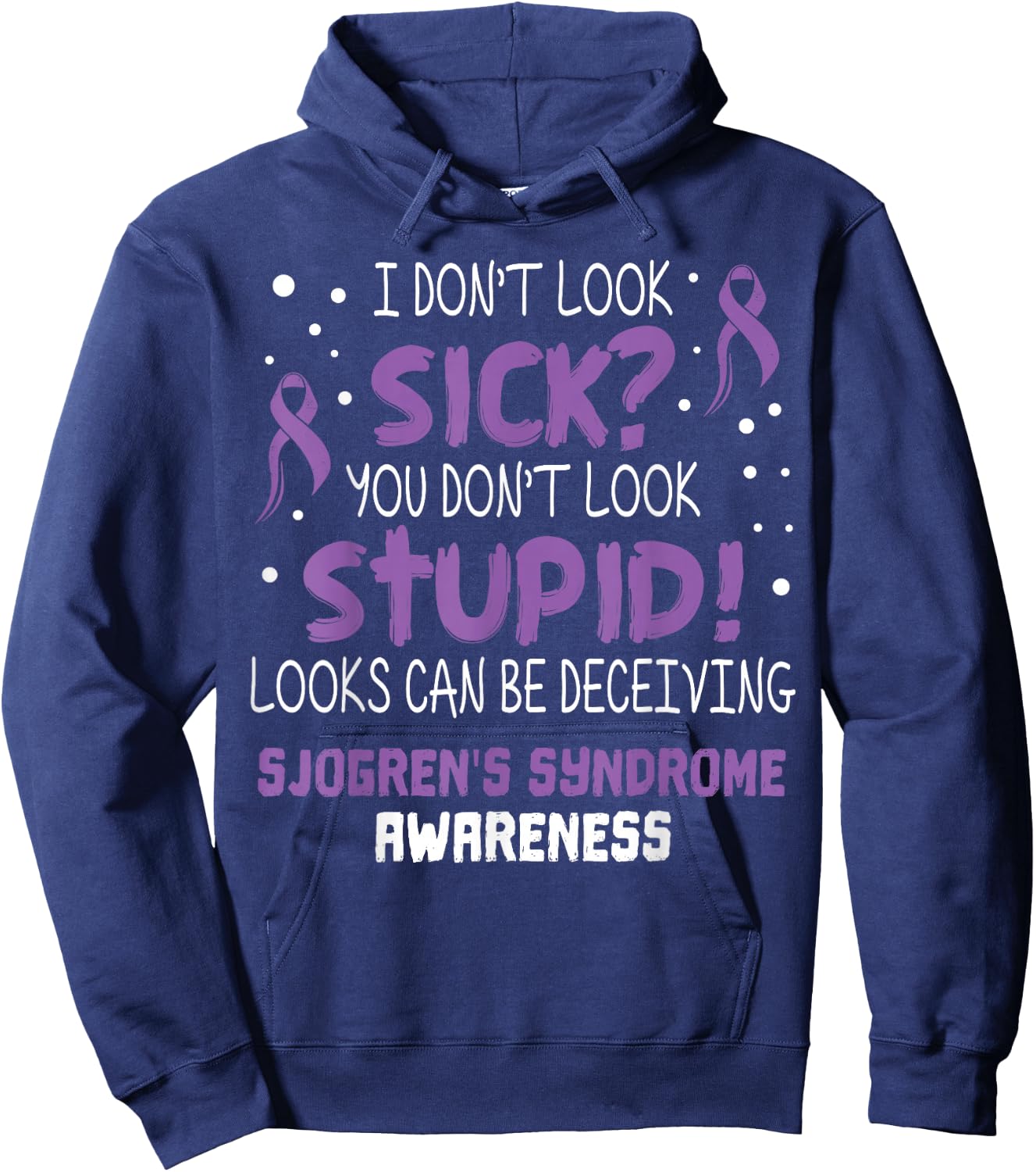Sjogrens Syndrome Awareness Ribbon T Shirts Hoodie - Hoodie | Navy