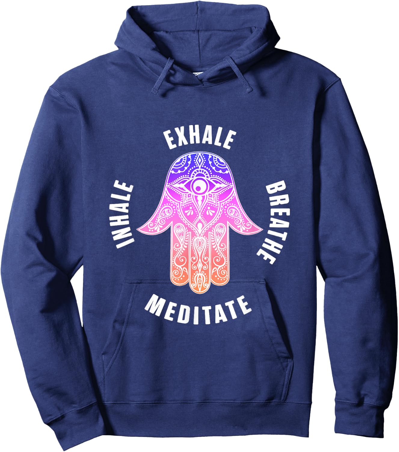 Zen Yoga Mantras Exhale Breathe Meditate Buddha Mandala Gift Hoodie - Hoodie | Navy