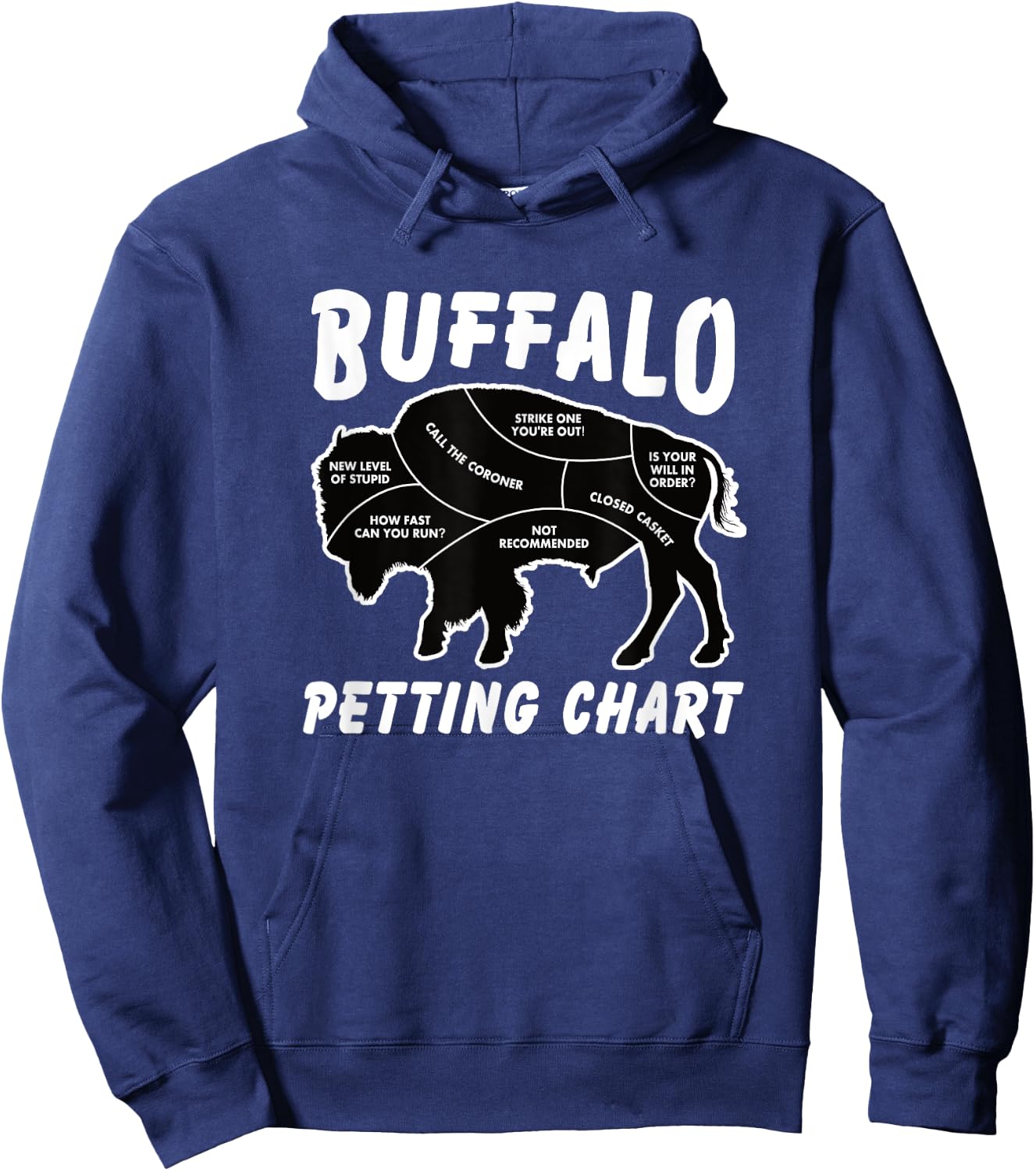 Buffalo Wildlife Petting Chart for Bison Lovers Hoodie - Hoodie | Navy