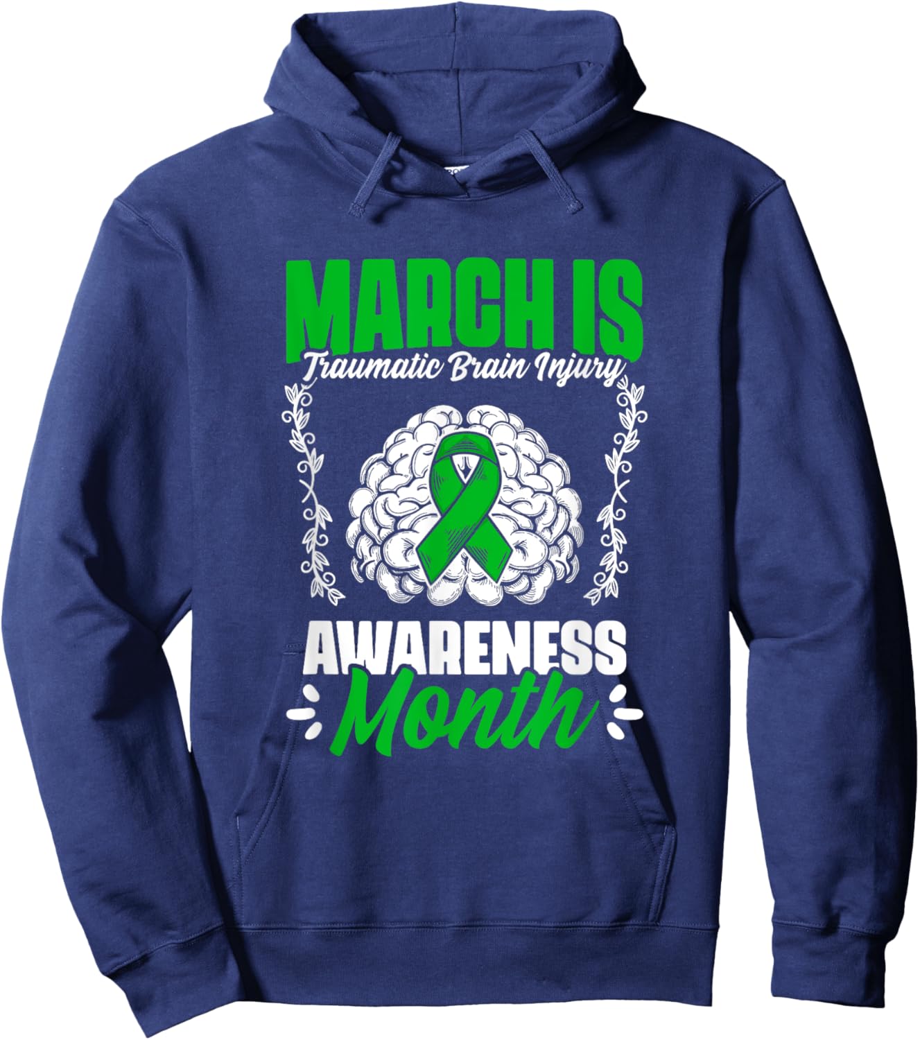 March Is Traumatic Brain Injury Month Surgery TBI Survivor Hoodie - Hoodie | Navy