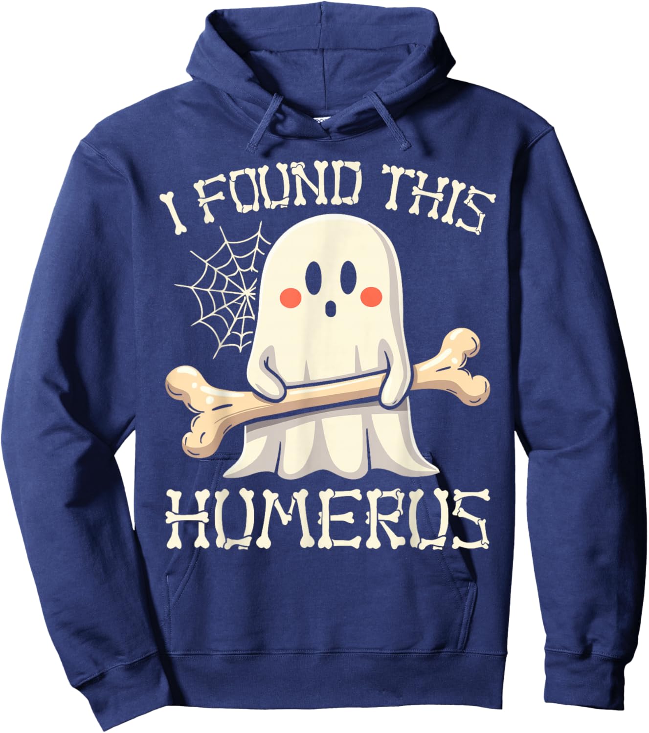 I Found This Humerus Funny Ghost Halloween Skeleton Pun Hoodie - Hoodie | Navy