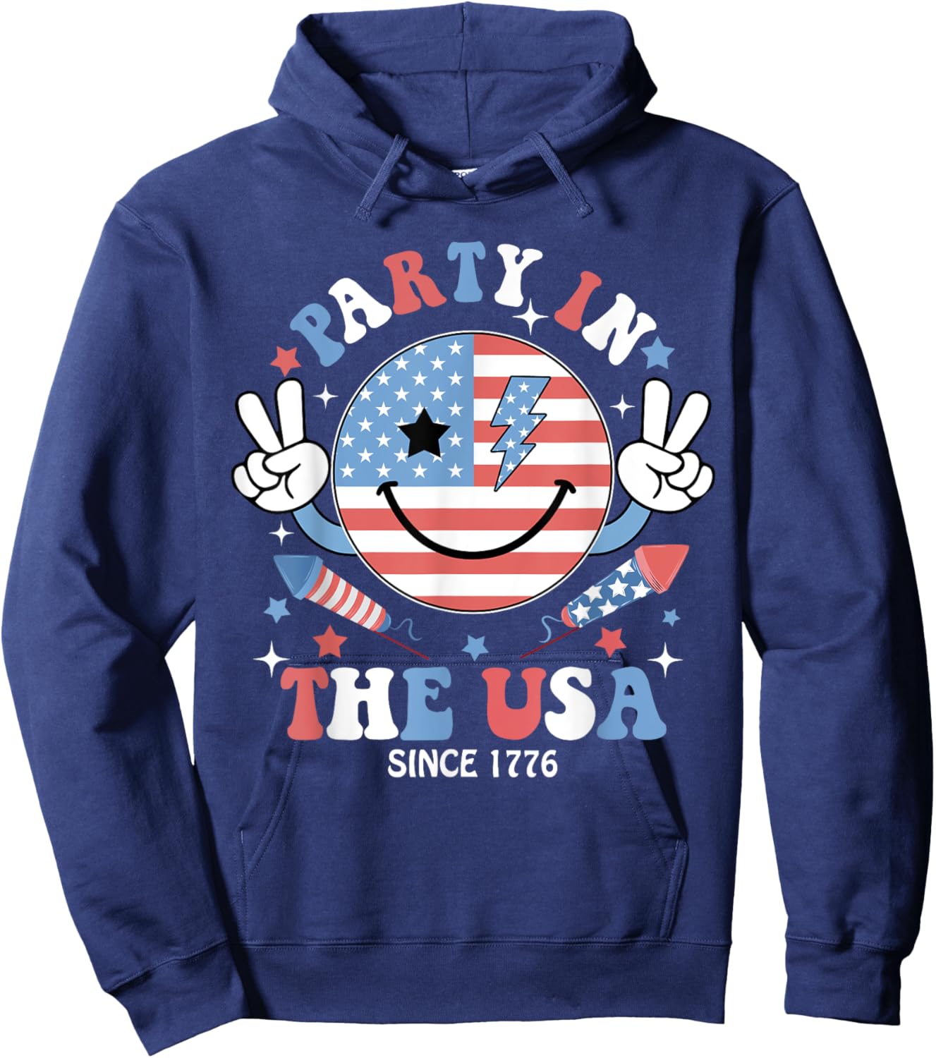 Party in the USA 4th of July Preppy Shirt Women Kids Hoodie - Hoodie | Navy