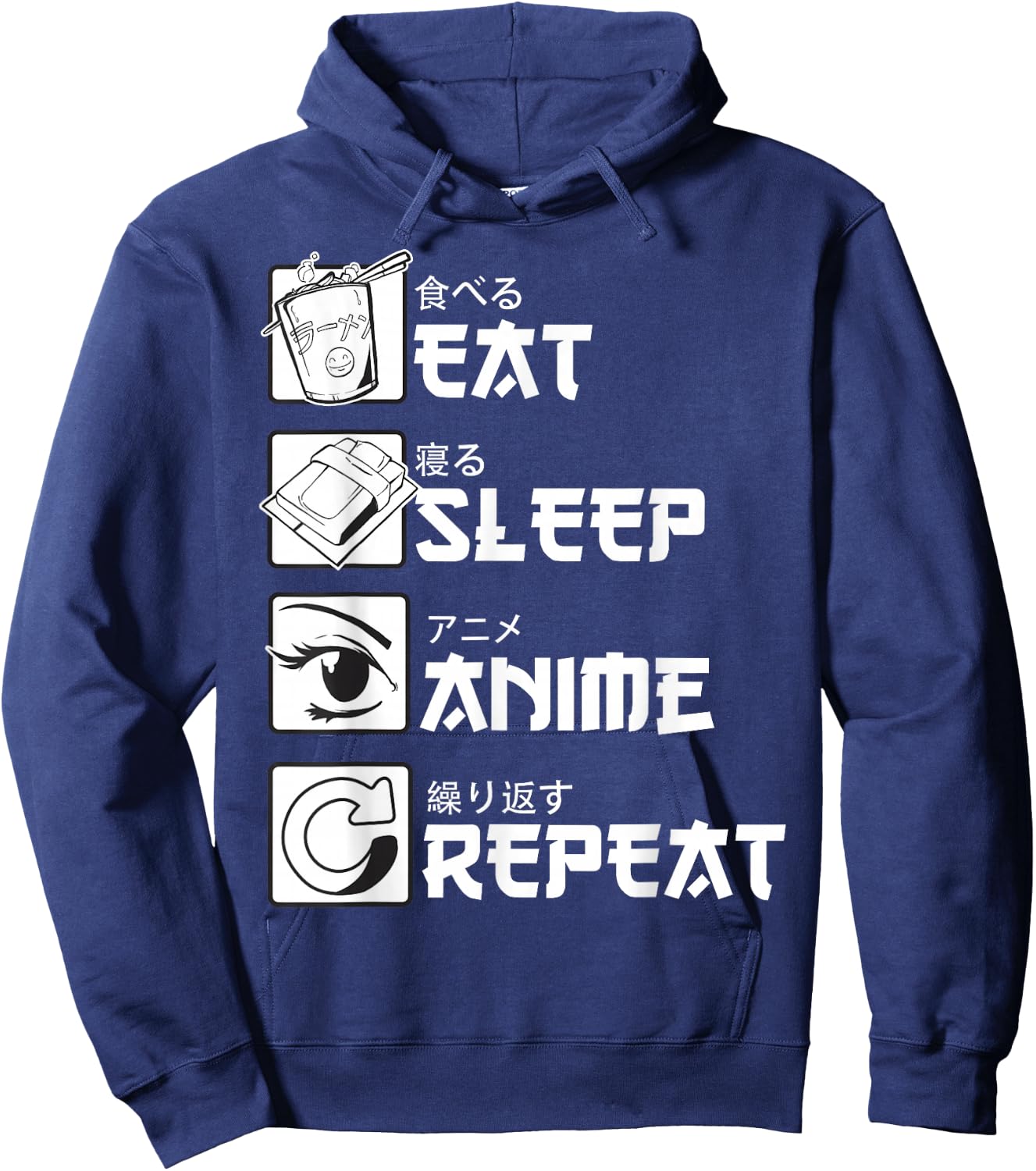 Eat Sleep Anime Repeat Manga Shirts Men Women Hoodie - Hoodie | Navy