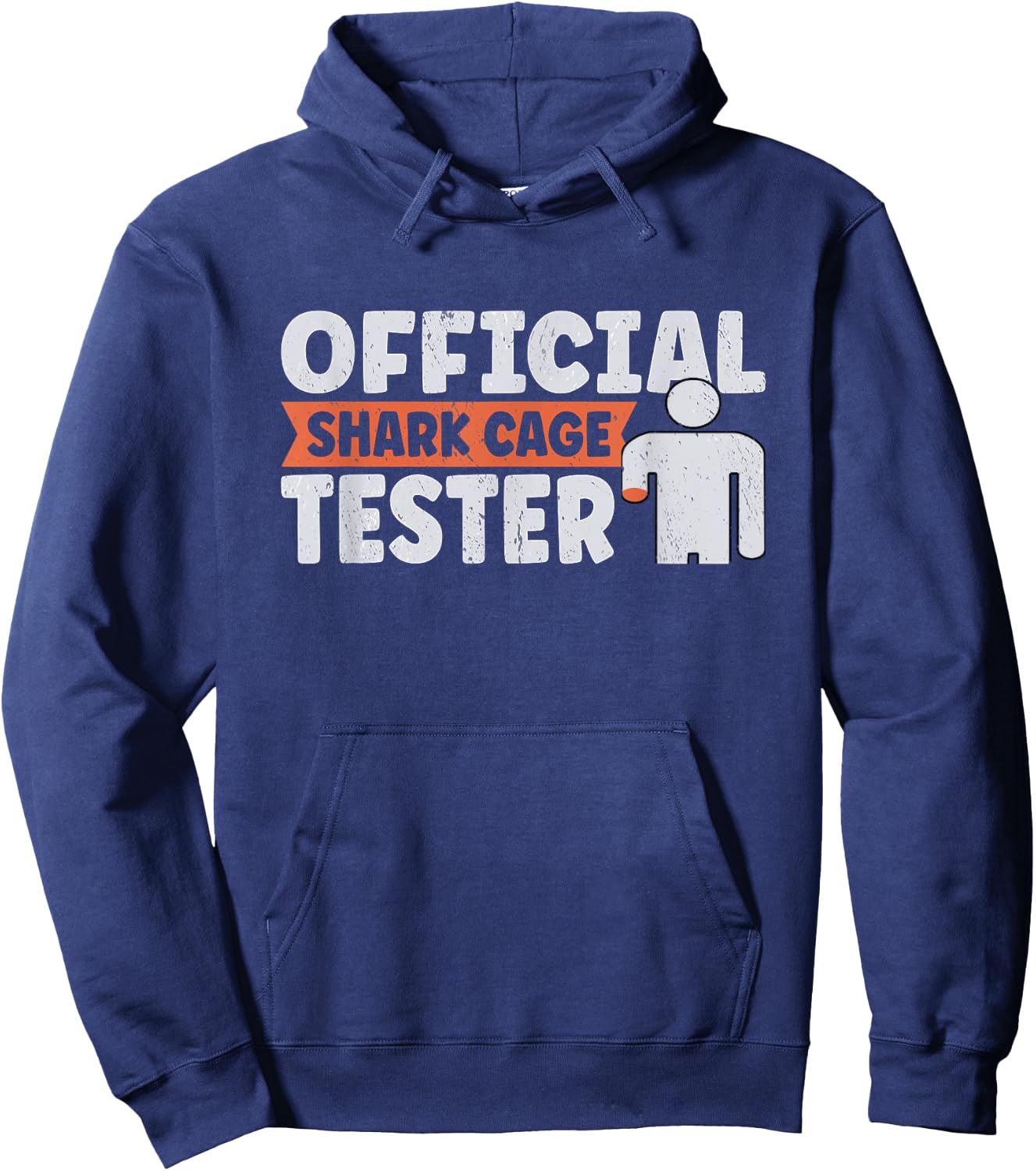 Official Shark Cage Tester Black -Adults , Small, Modern Humor Sports, Short Sleeve, , Amputee-Friendly Design Hoodie - Hoodie | Navy