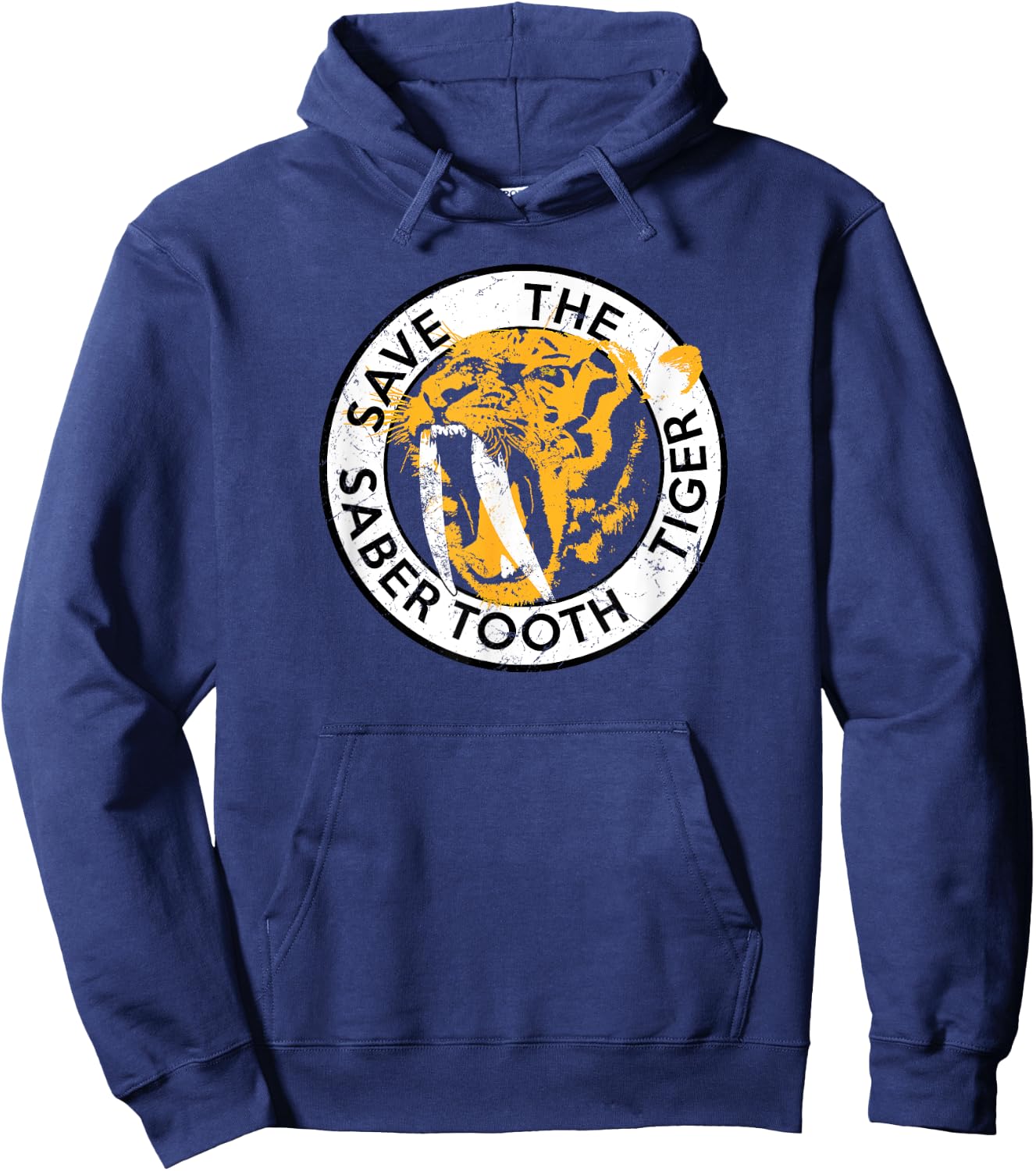 Saber-Tooth Tiger Big Cat Conservation Retro T Shirt Men Women Girls Kids Hoodie - Hoodie | Navy