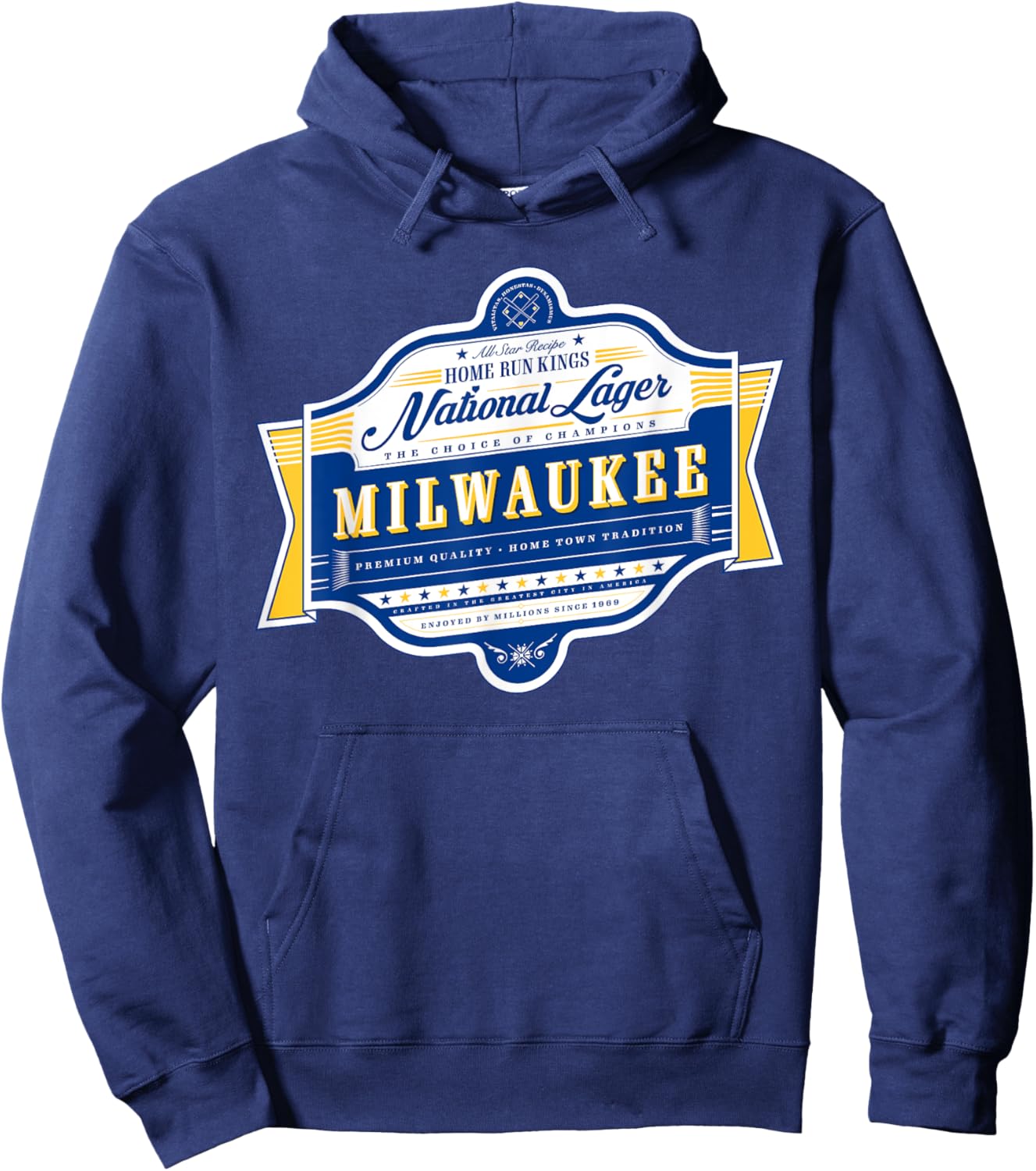 Milwaukee National Lager Beer Label Hoodie - Hoodie | Navy