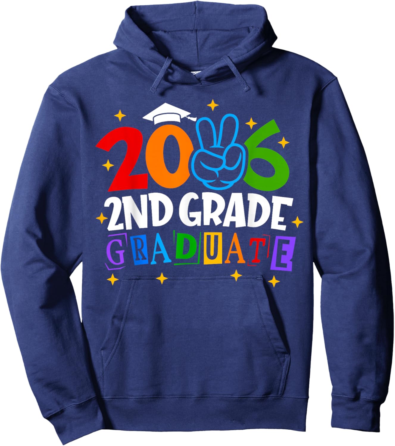 2nd Second Grade Graduate 2026 Graduation Class of 2026 Kids Hoodie - Hoodie | Navy