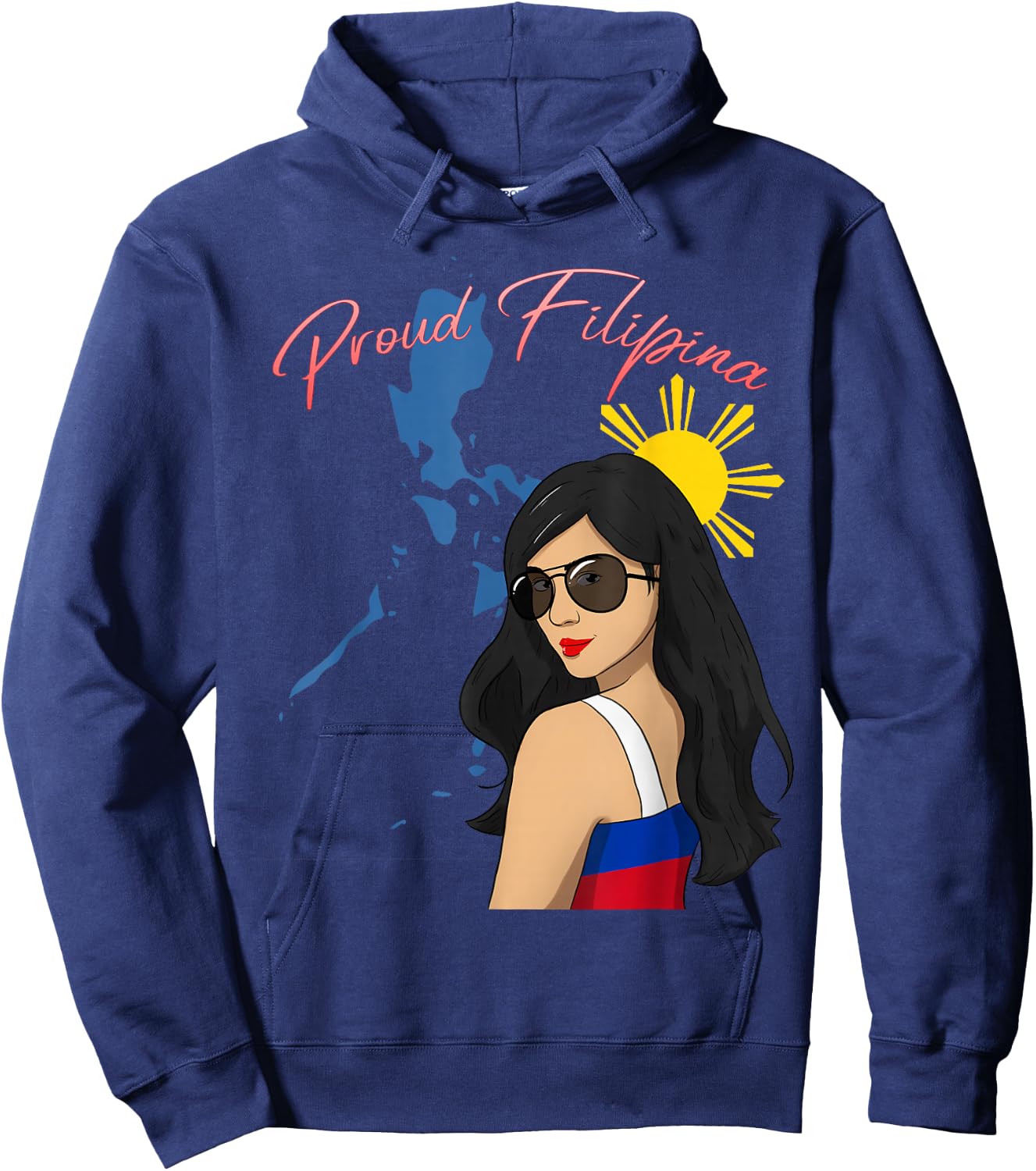 Philippines Girl Pinay Proud Filipina Filipino Flag Day Hoodie - Hoodie | Navy